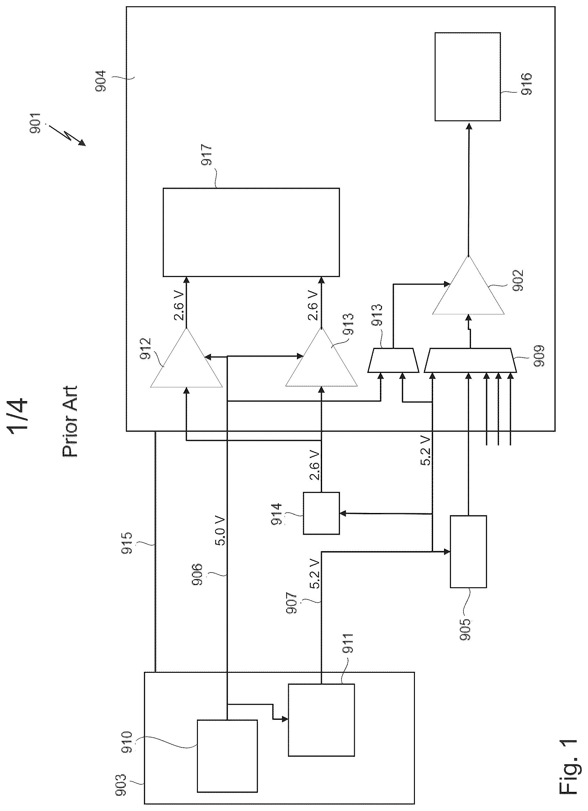 Patent US12618881 Figure 1 – Device and method for ratiometric measurement of voltages for an analog-digital-converter