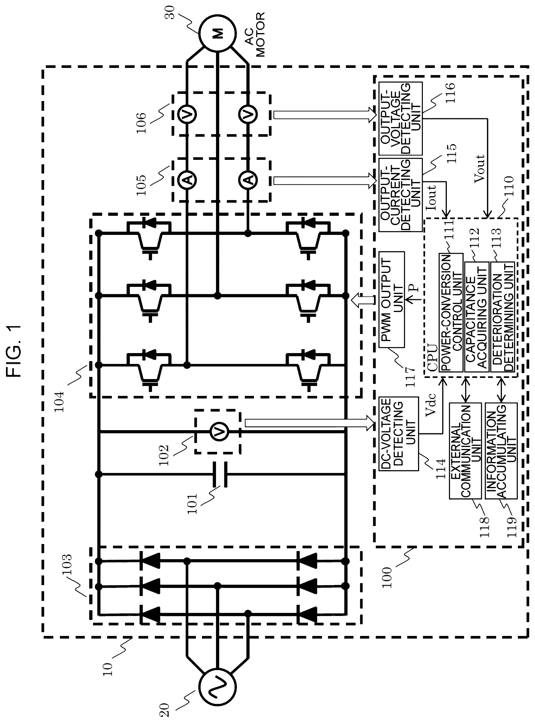 Patent US12618886 — Power conversion apparatus, deterioration determination method for smoothing capacitor — Figure 1