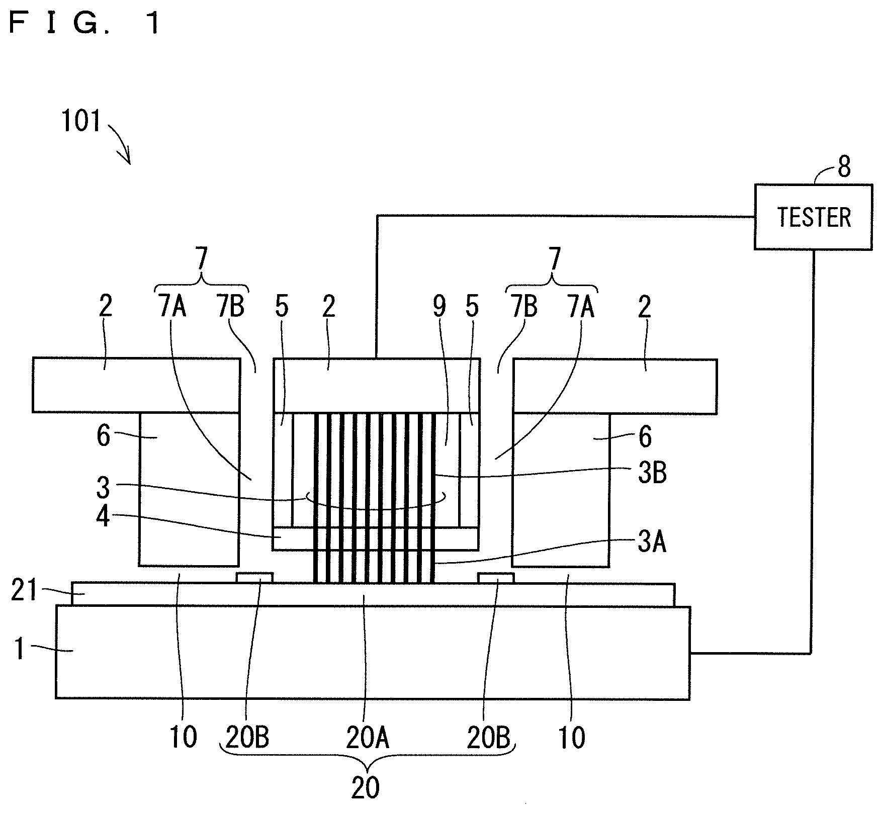 Patent US12618897 Figure 1 – Test apparatus for semiconductor device and method of manufacturing semiconductor device