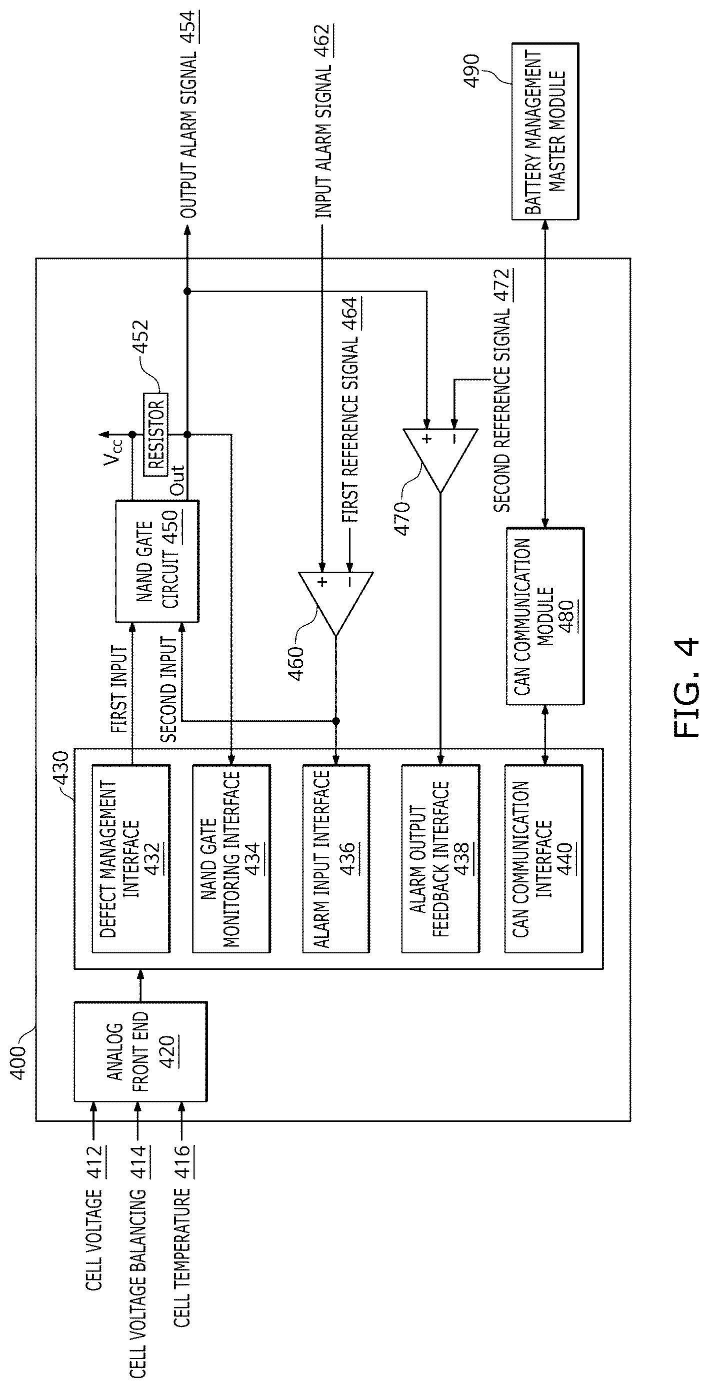 Patent US12618901 Figure 4 – Battery management module and method for detecting defective NAND gate circuit in battery management module