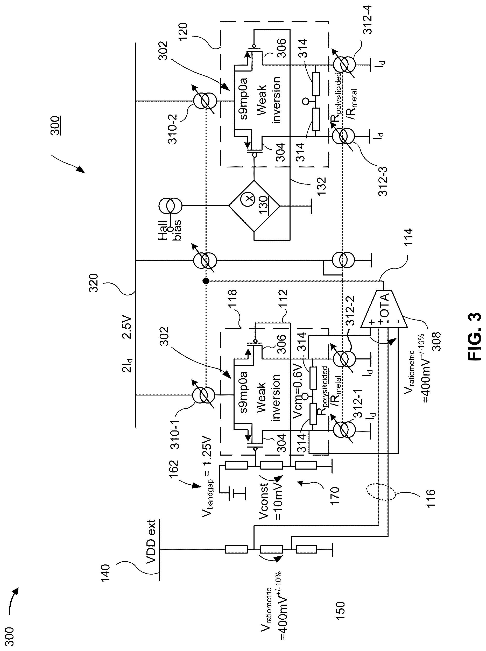 Patent US12618920 Figure 2 – Ratiometric sensor circuit