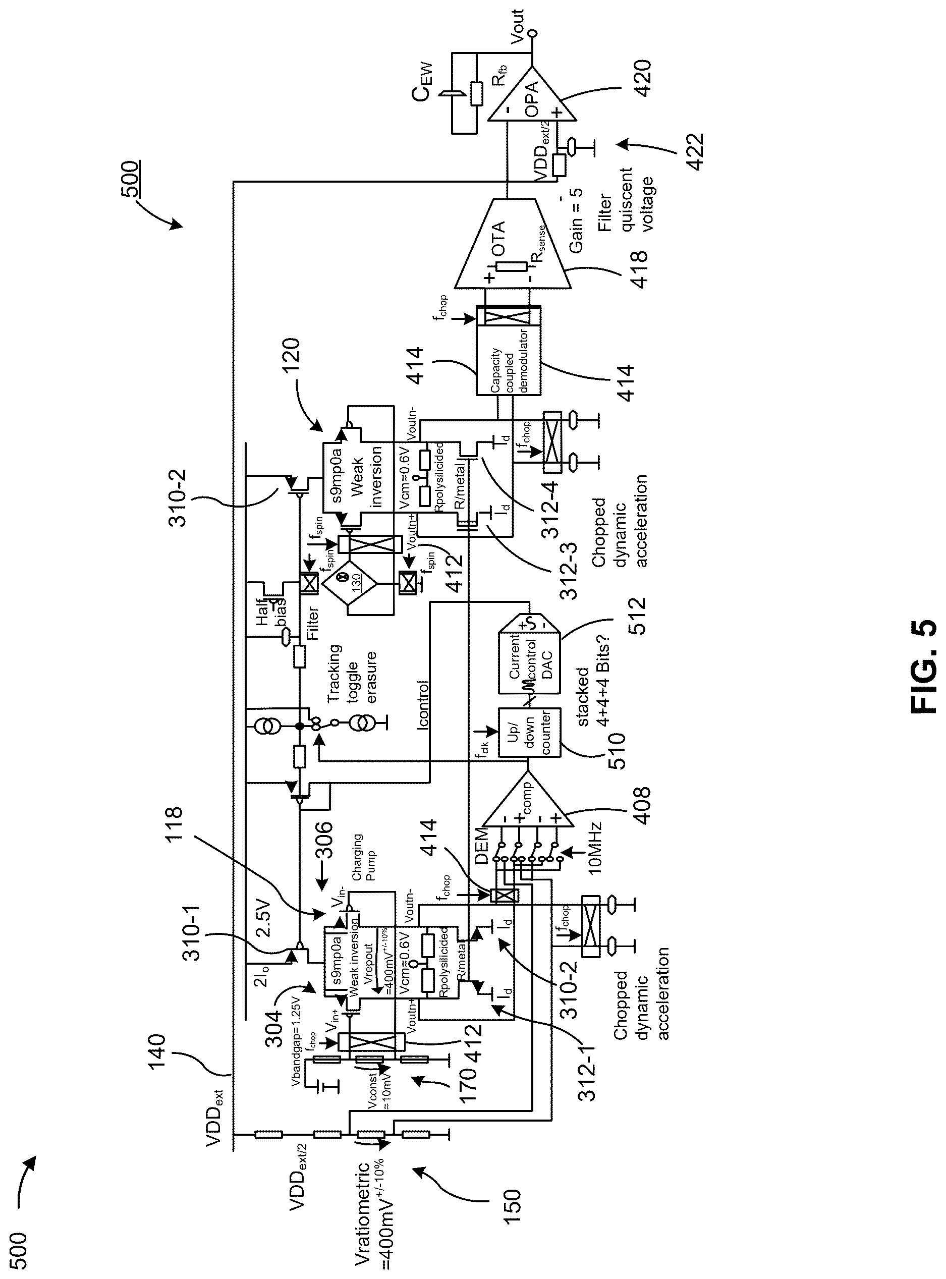 Patent US12618920 Figure 4 – Ratiometric sensor circuit