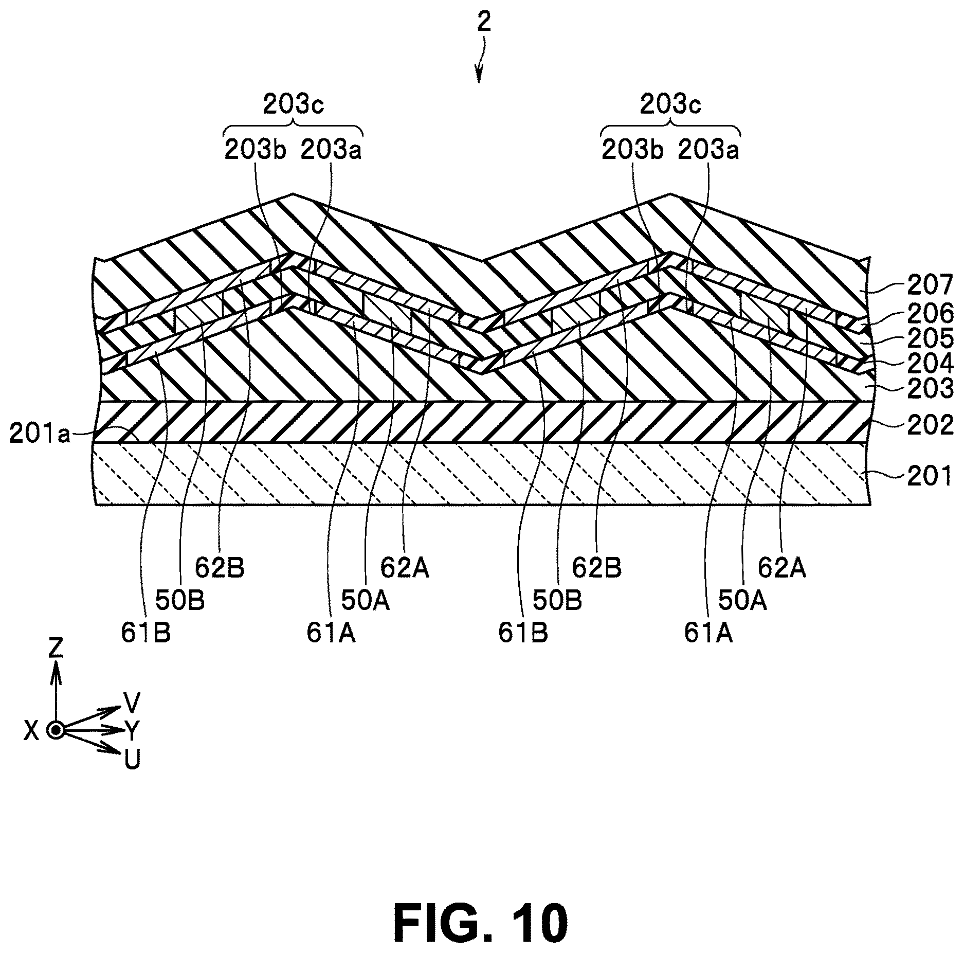 Patent US12618921 Figure 10 – Magnetic sensor including magnetic detection element and magnetic field generator disposed on inclined surface