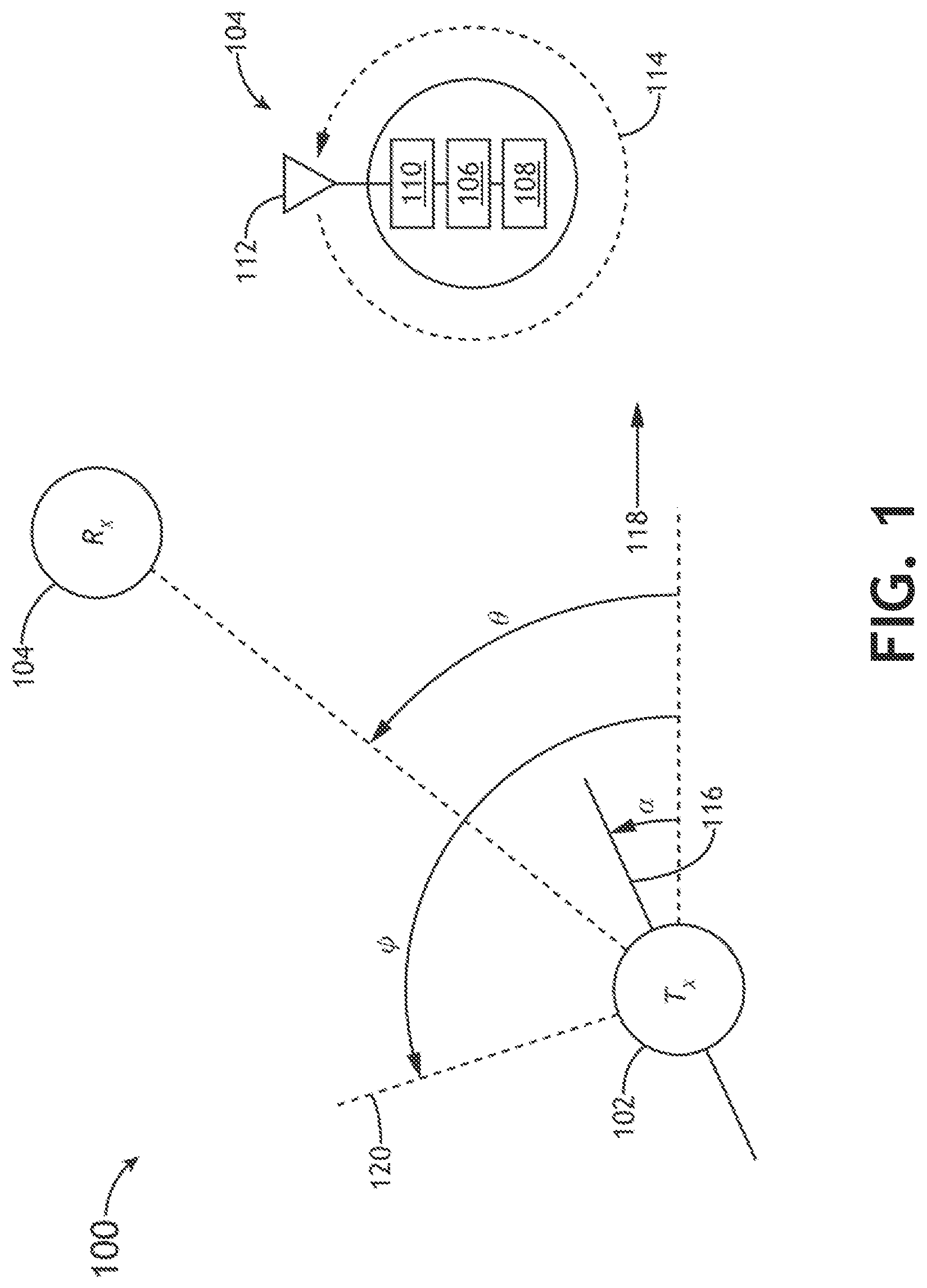 Patent US12618929 Figure 1 – Navigational beaconing via doppler null scanning (DNS)