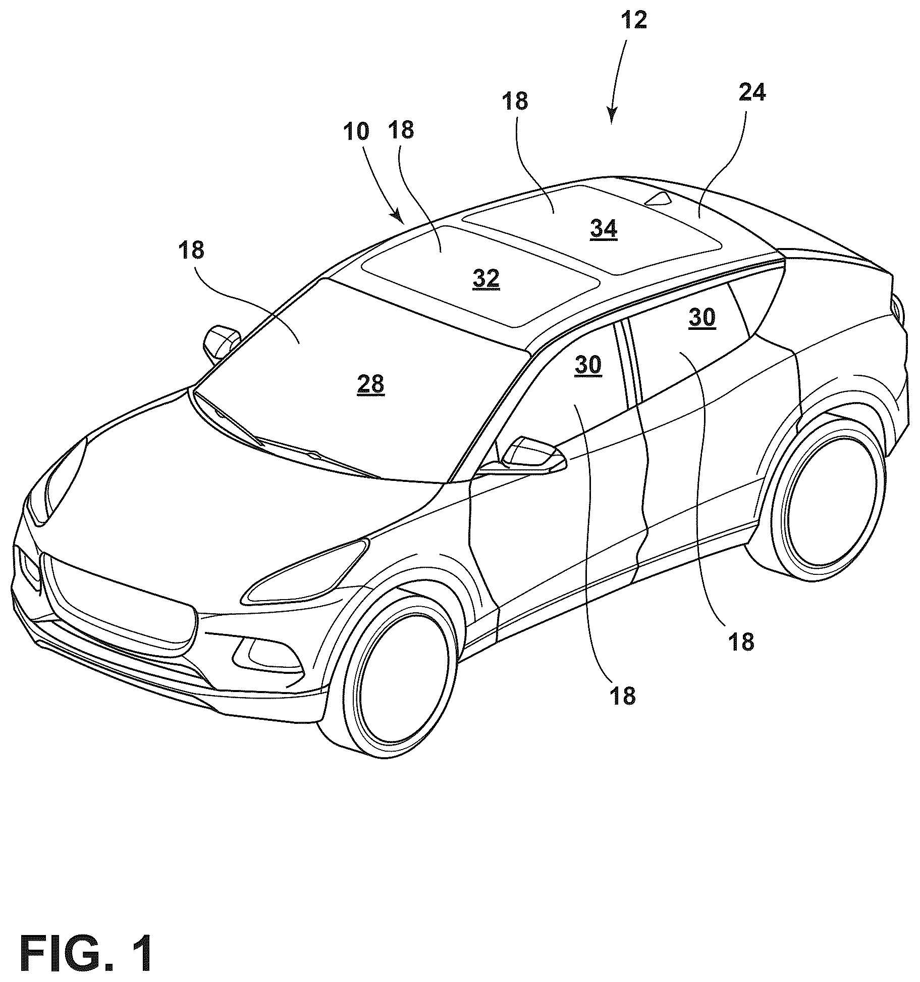 Patent US12618938 Figure 1 – Sensing apparatus for a vehicle