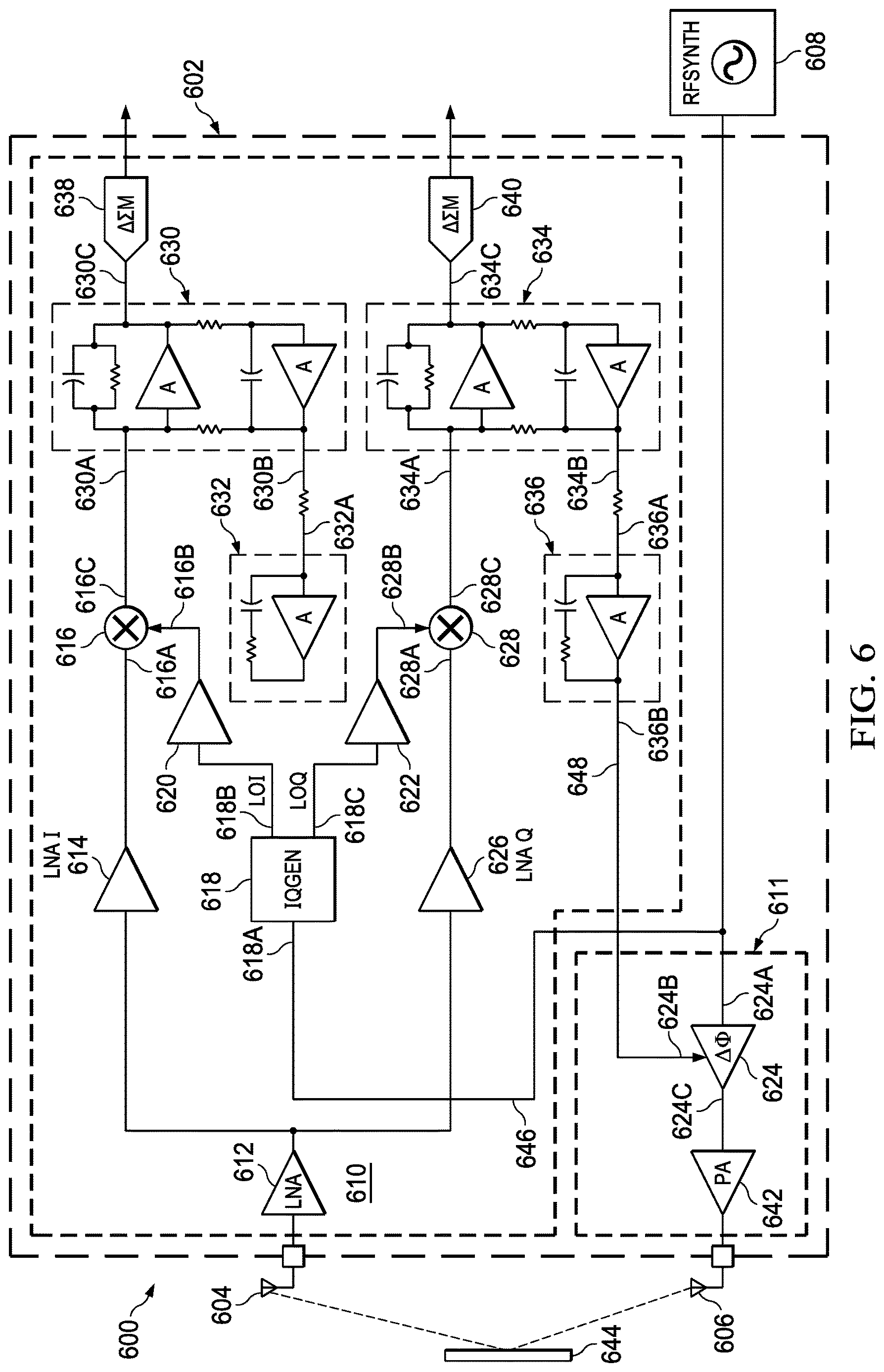 Patent US12618939 Figure 6 – Radar transceiver