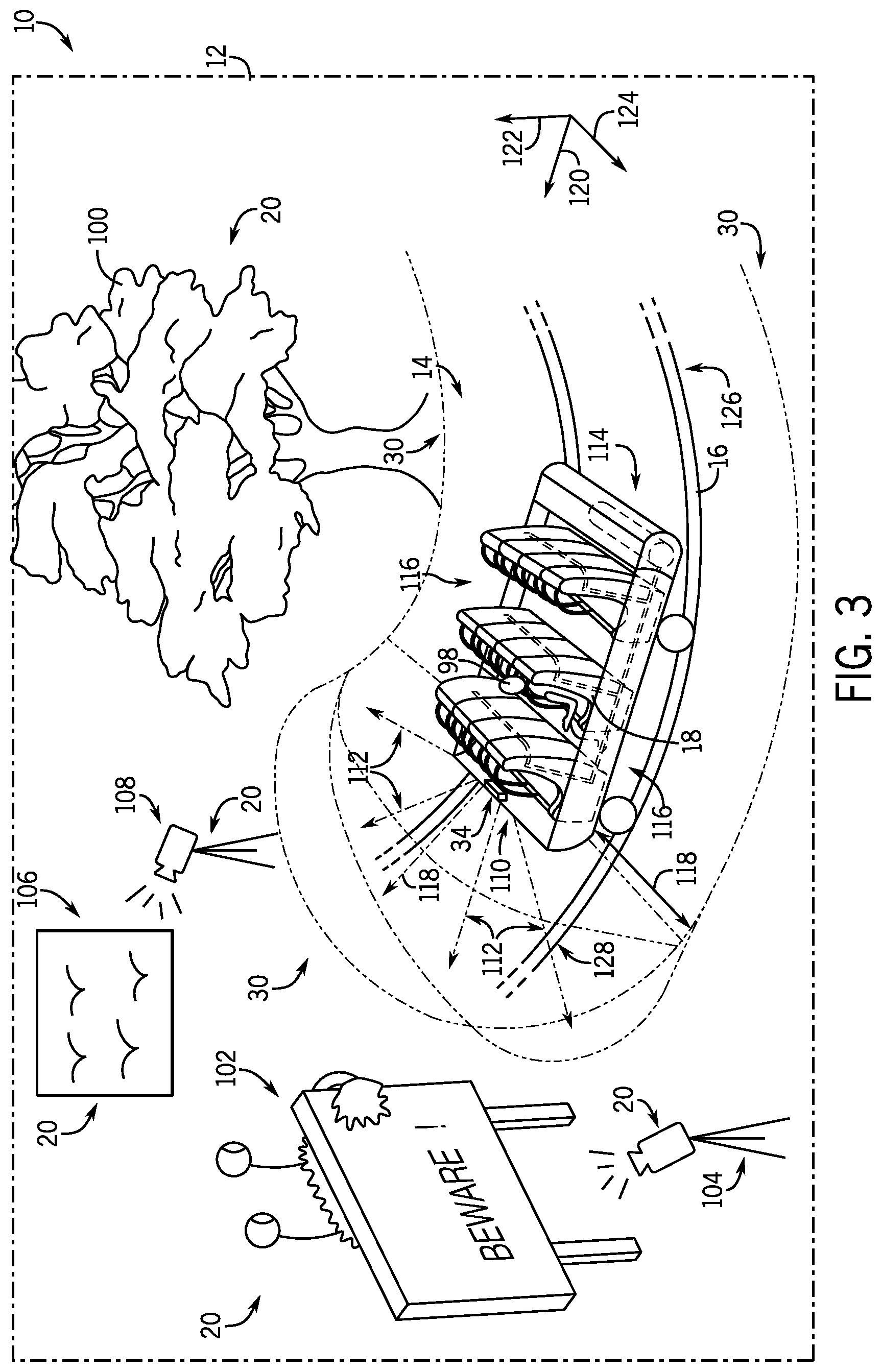 Patent US12618966 Figure 3 – Clearance envelope scanning system