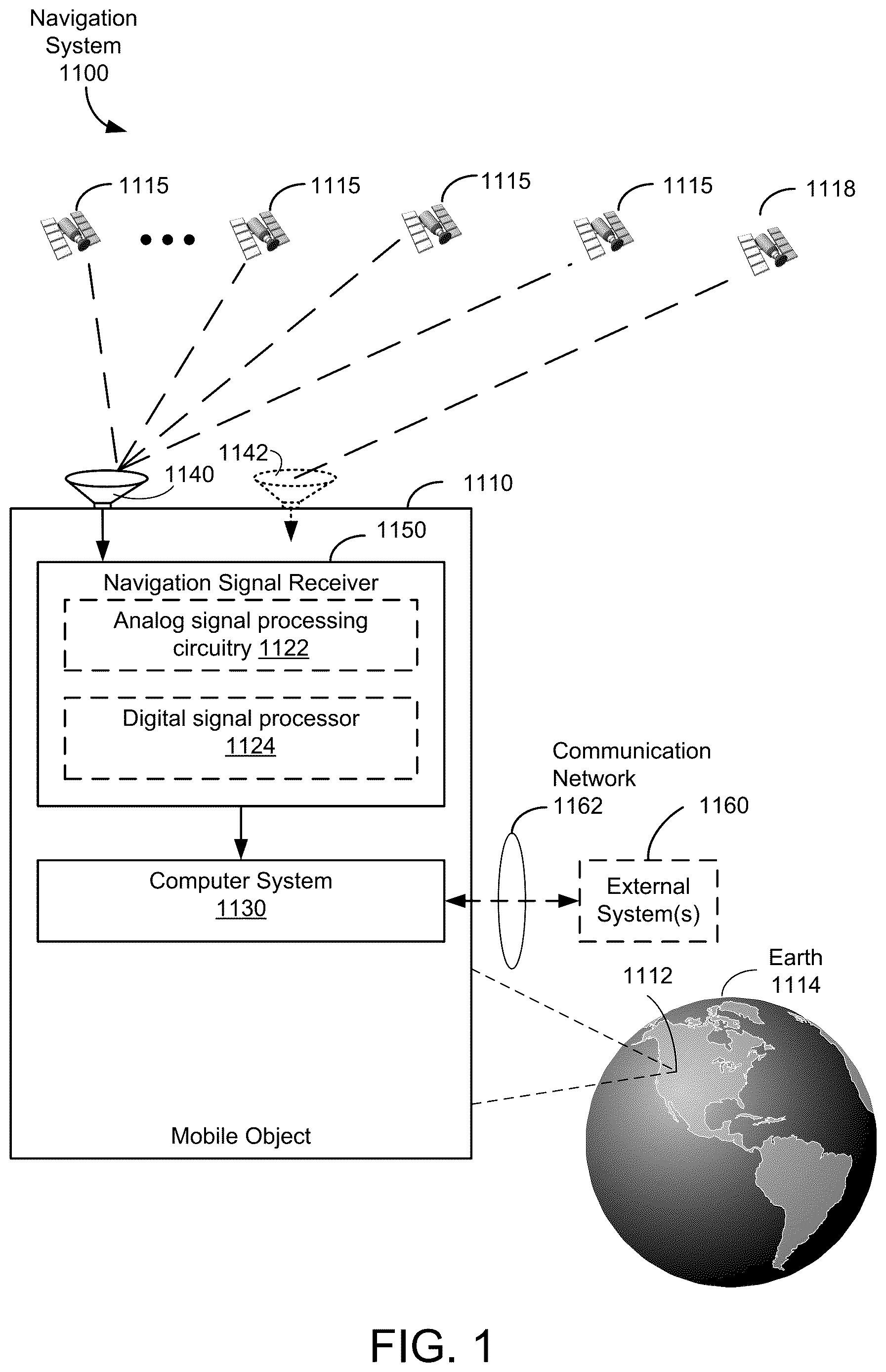 Patent US12618980 Figure 1 – Aggregated vector and clock tracking in a GNSS receiver
