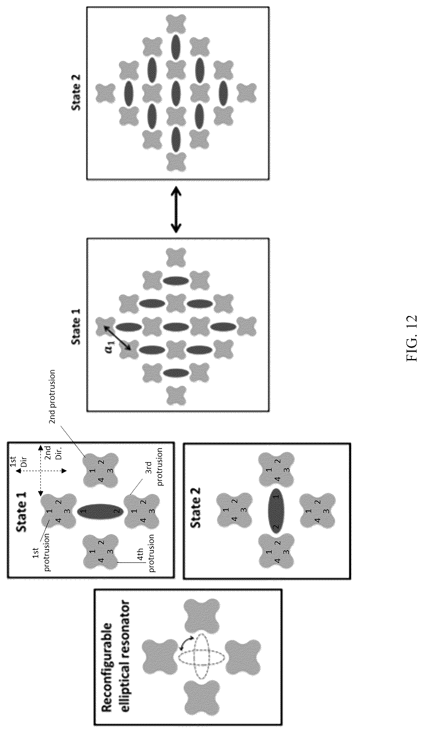 Patent US12619003 Figure 12 – Multistable elastic pixel (mep)-based reversibly reconfigurable metasurfaces