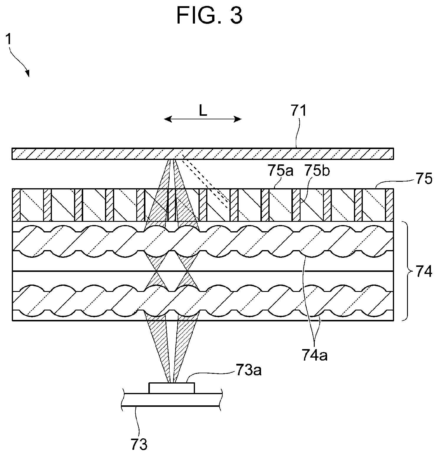 Patent US12619013 Figure 3 – Optical device and image reading device with a plurality of lenses and light-blocking body