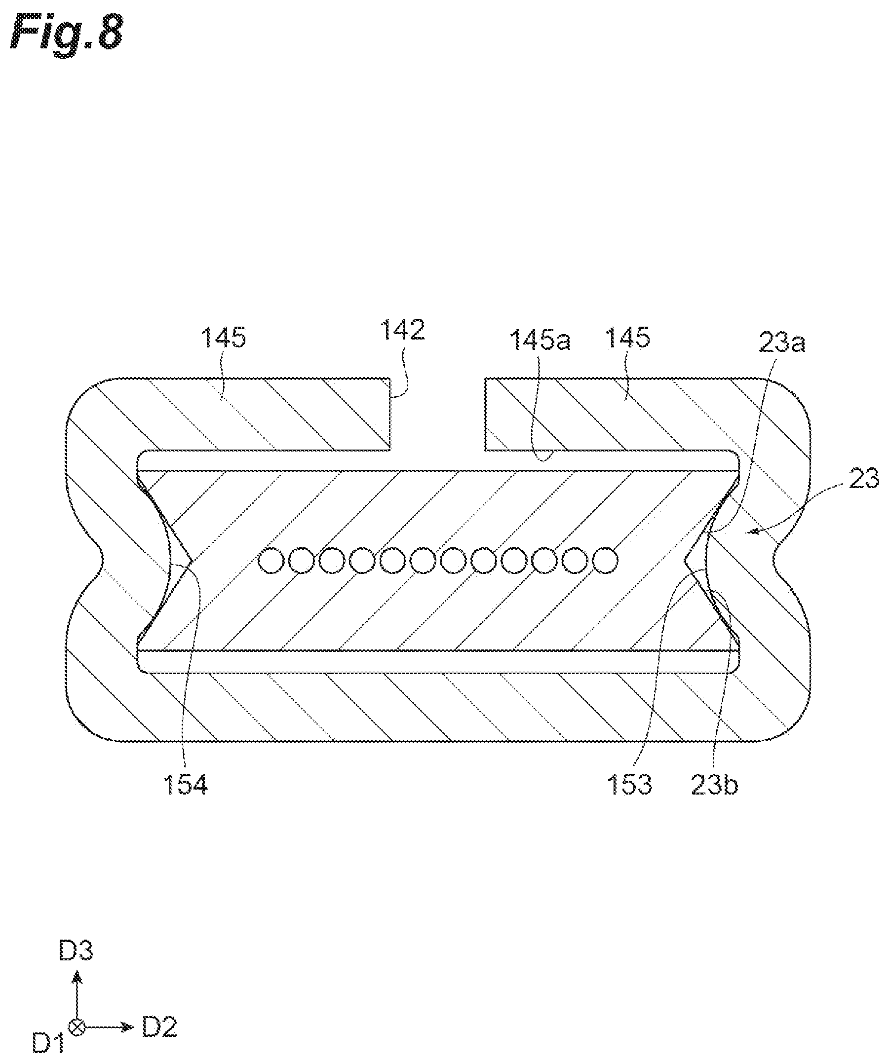 Patent US12619032 Figure 8 – Adapter and optical connection structure