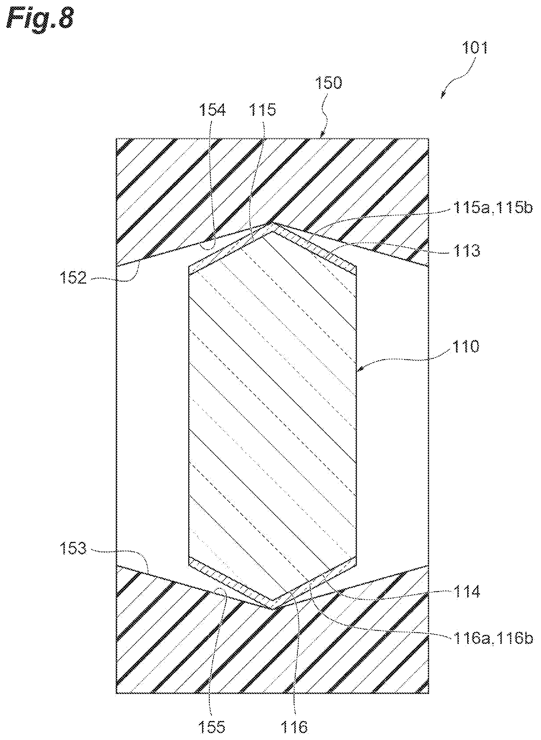 Patent US12619034 Figure 8 – Ferrule, optical connector, and optical connection structure