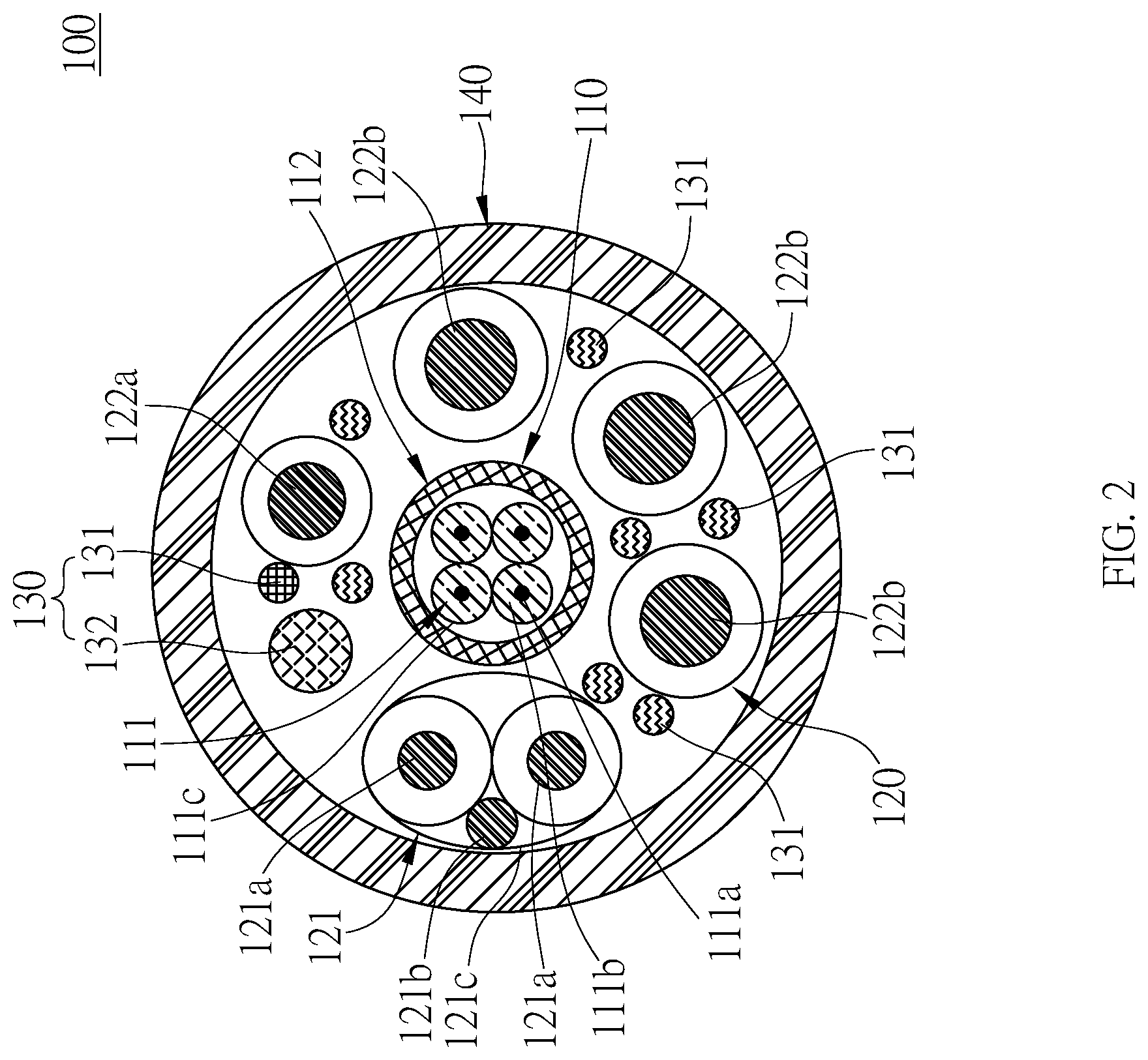 Patent US12619041 Figure 2 – Optoelectronic cable