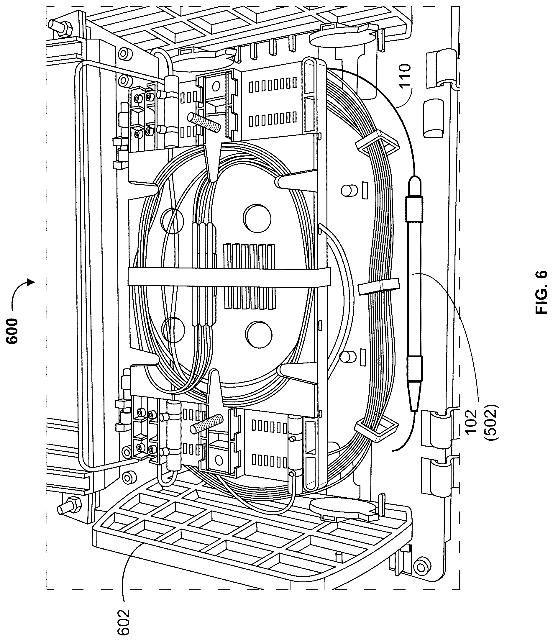 Patent US12619044 Figure 6 – Optical fiber routing tool