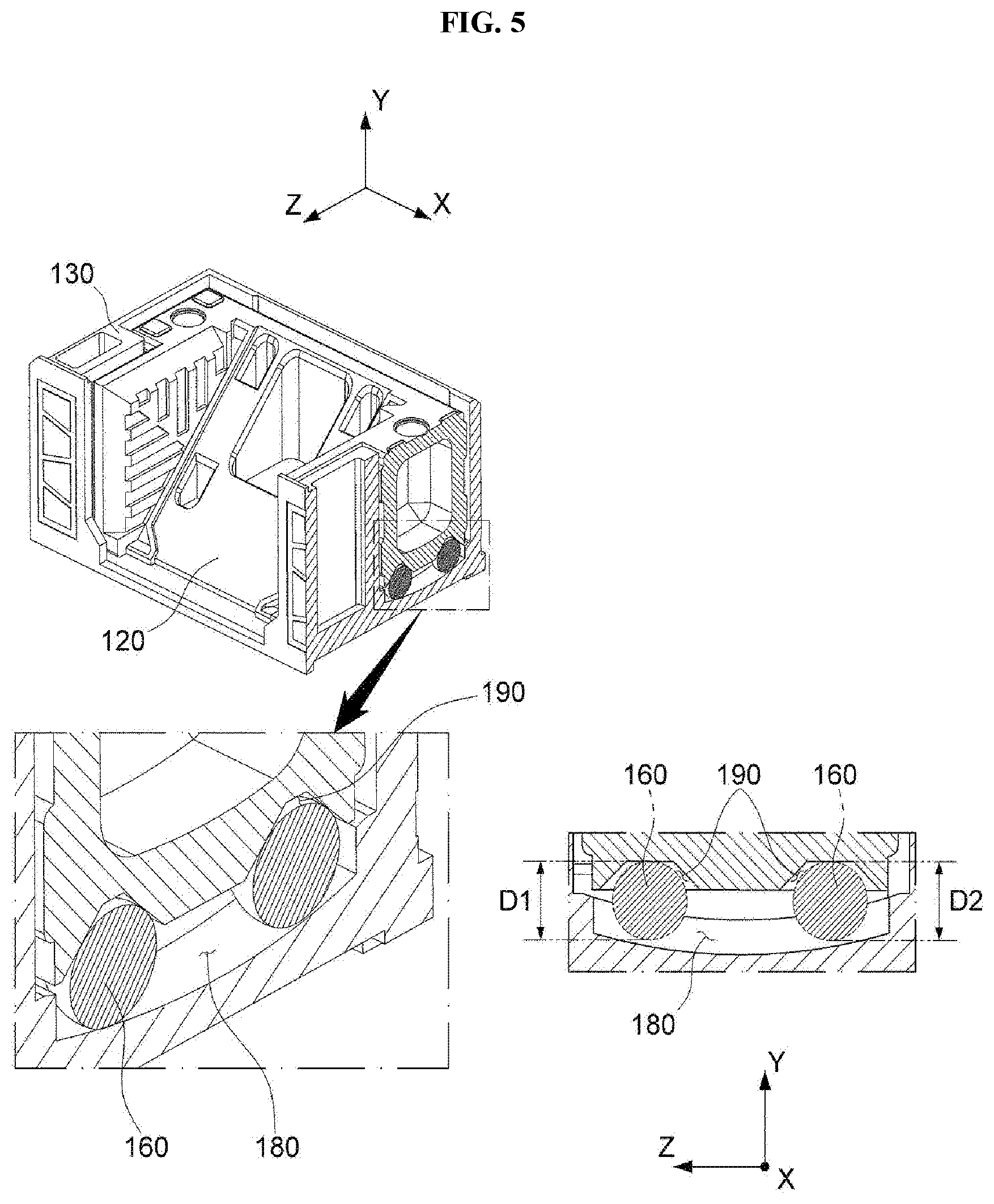 Patent US12619052 Figure 5 – Actuator for reflector having moving frame with reflector and camera module including the same