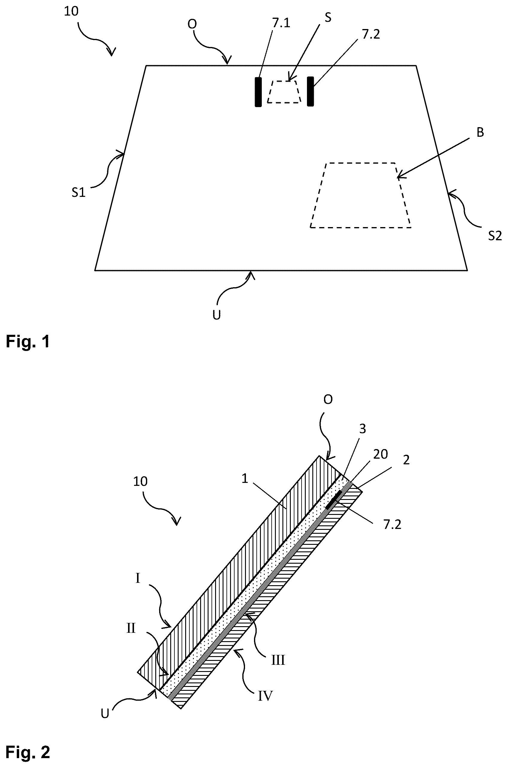 Patent US12619071 Figure 1 – Composite pane for a head-up display comprising a heatable sensor region