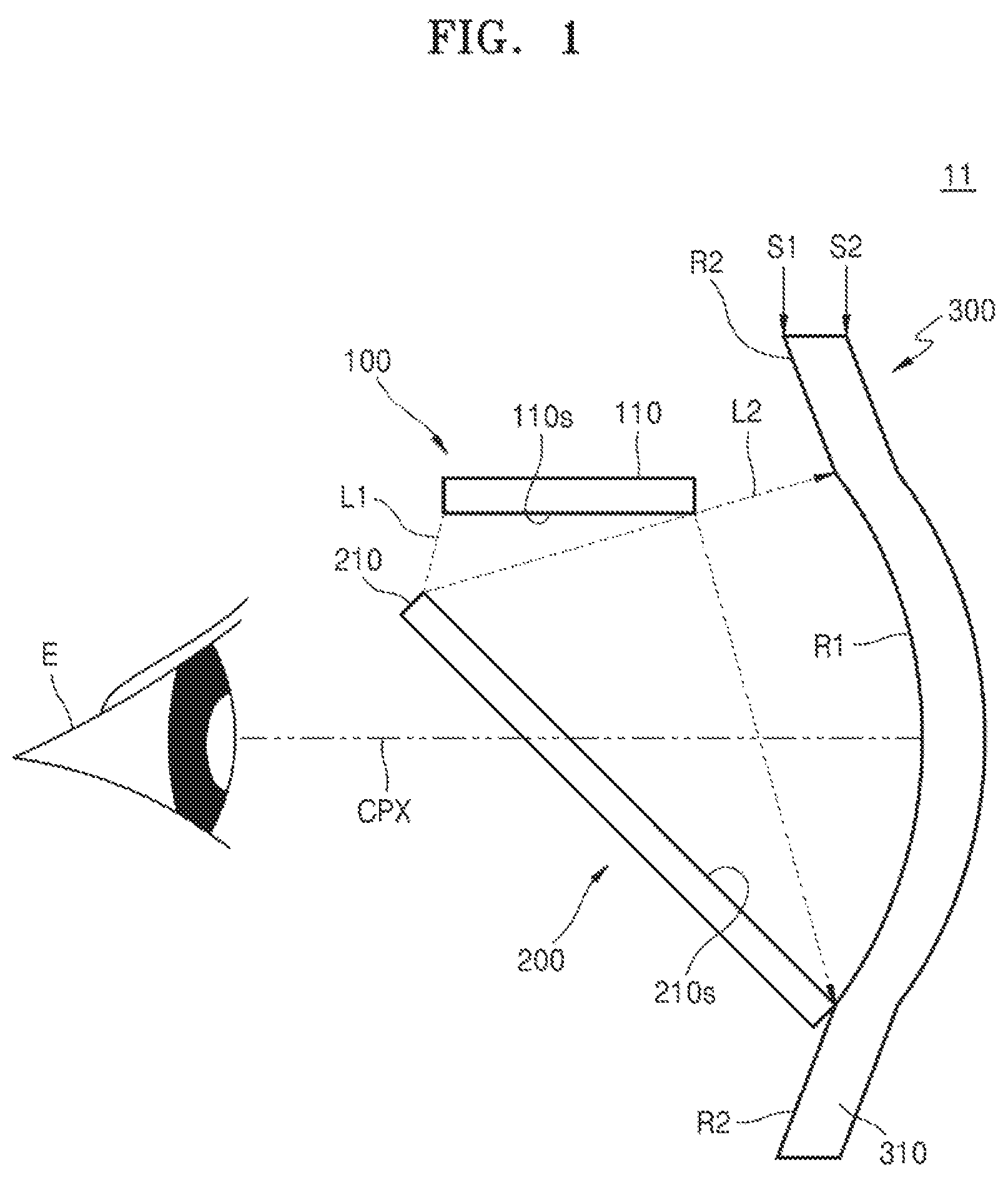 Patent US12619074 — See-through type display device and glasses type augmented reality device including the same — Figure 1