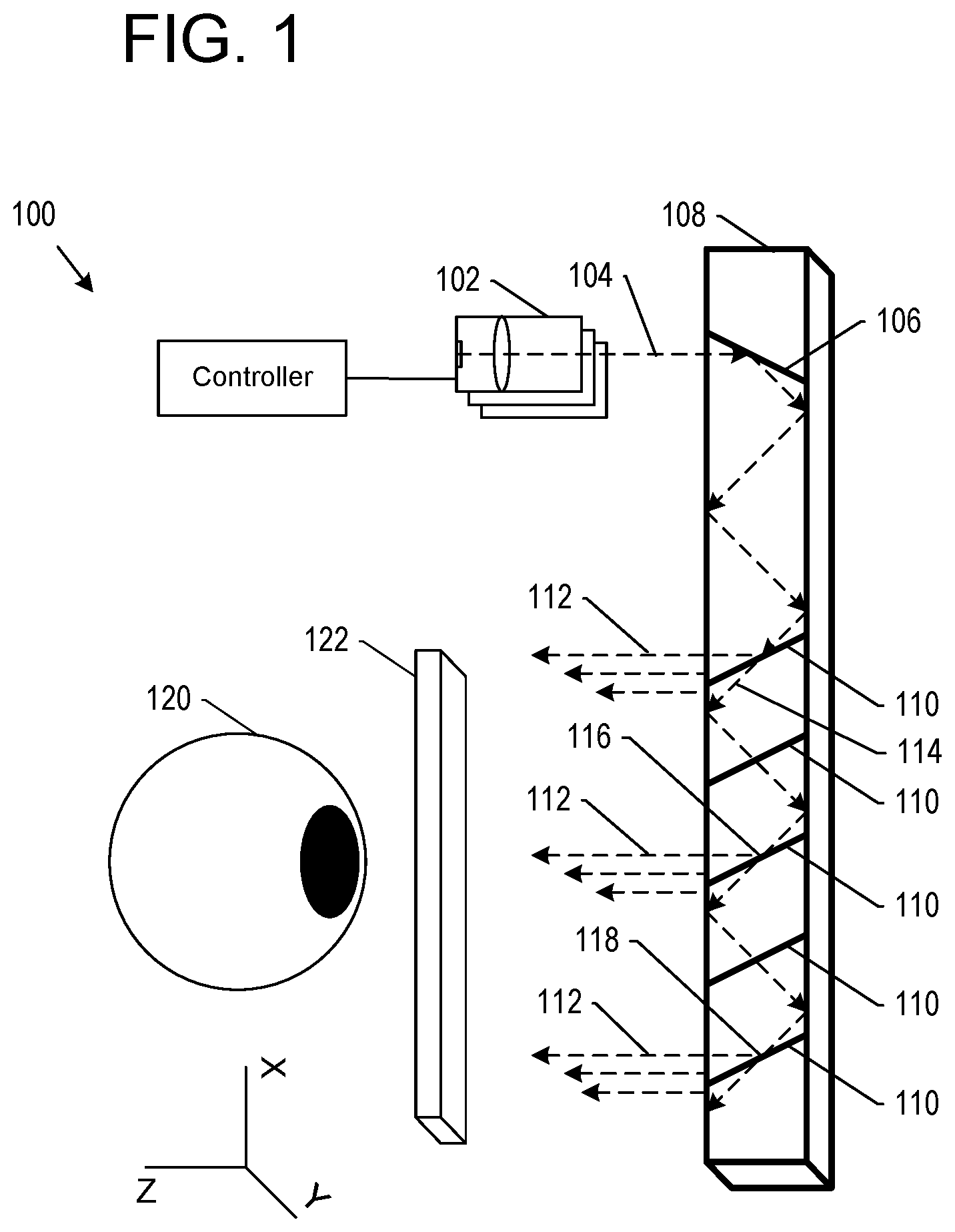Patent US12619086 Figure 1 – Near-eye display systems utilizing an array of projectors