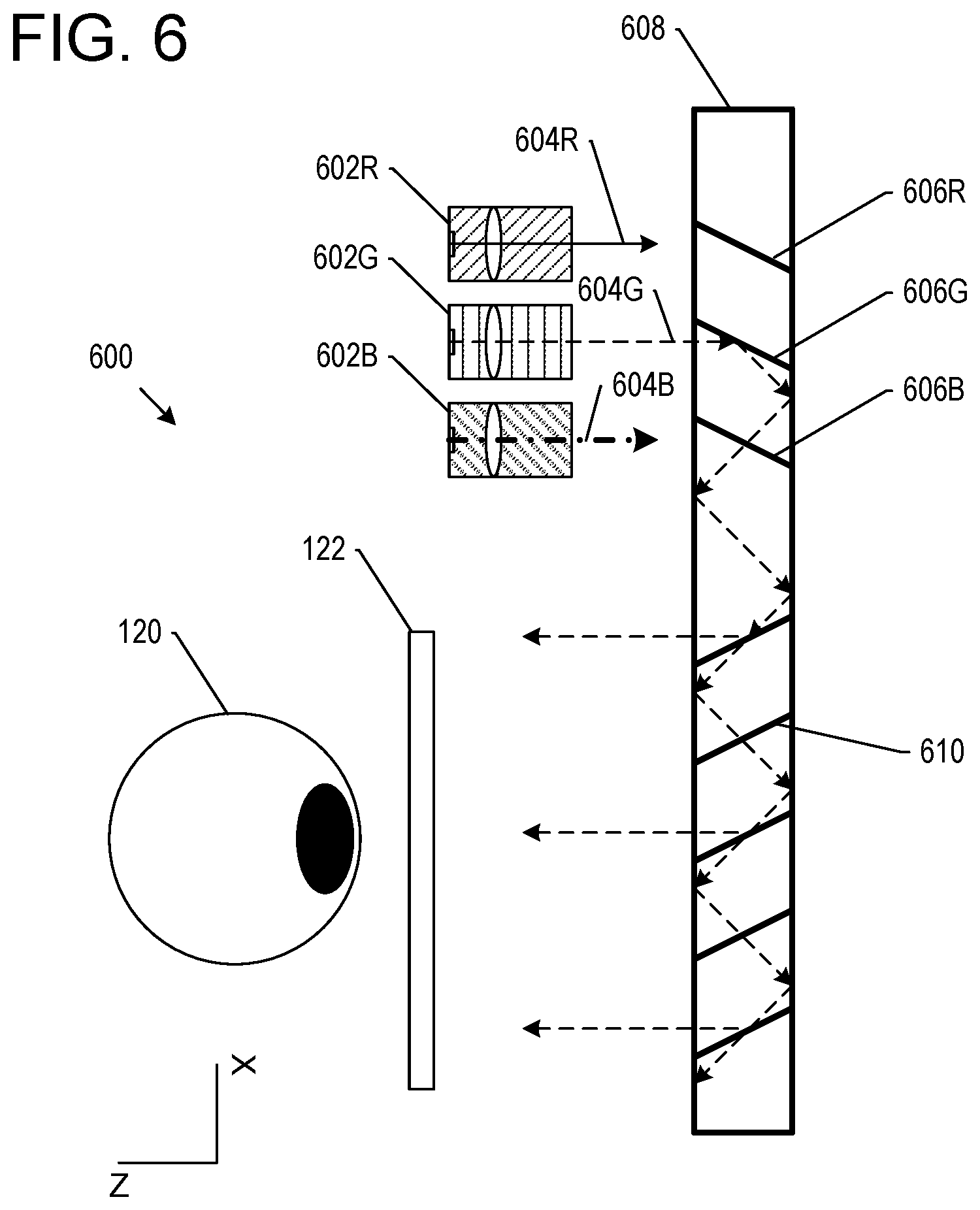 Patent US12619086 Figure 6 – Near-eye display systems utilizing an array of projectors
