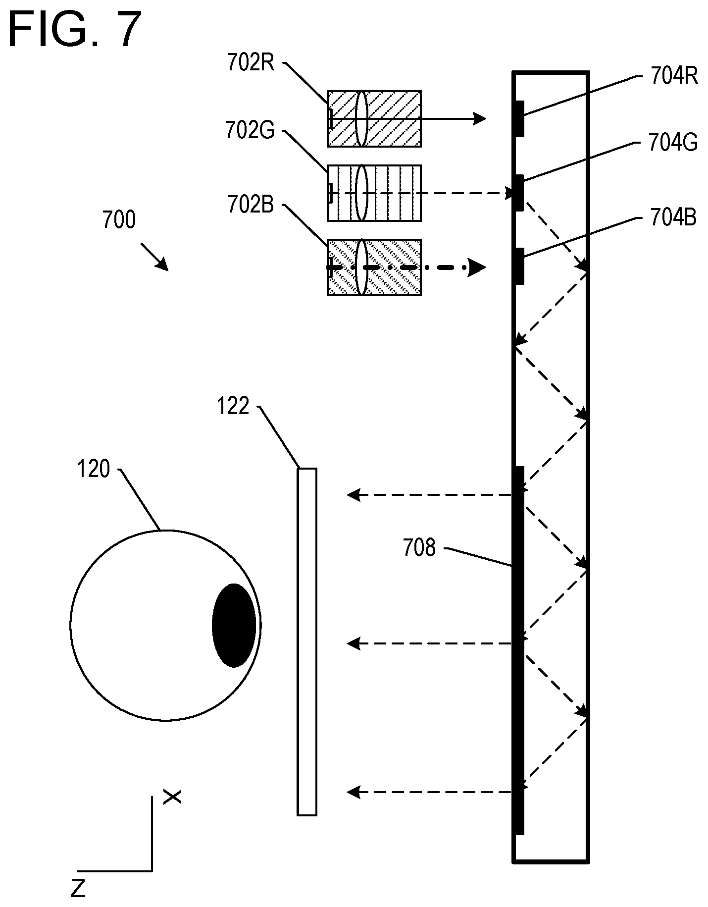 Patent US12619086 Figure 7 – Near-eye display systems utilizing an array of projectors