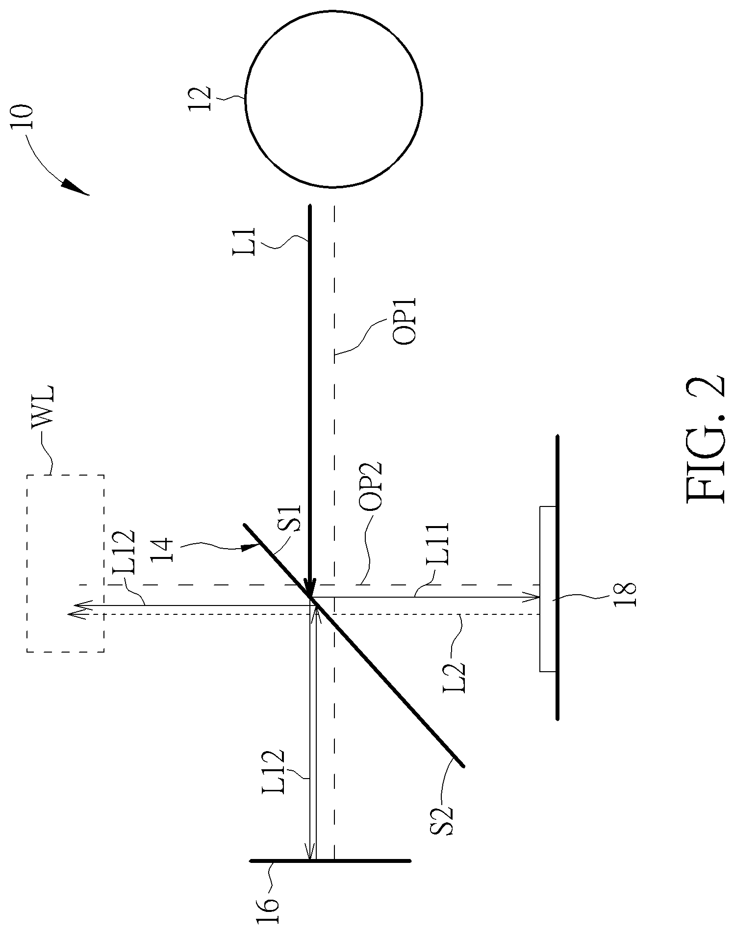 Patent US12619088 Figure 2 – Laser projector with reduced optical elements and improved power efficiency
