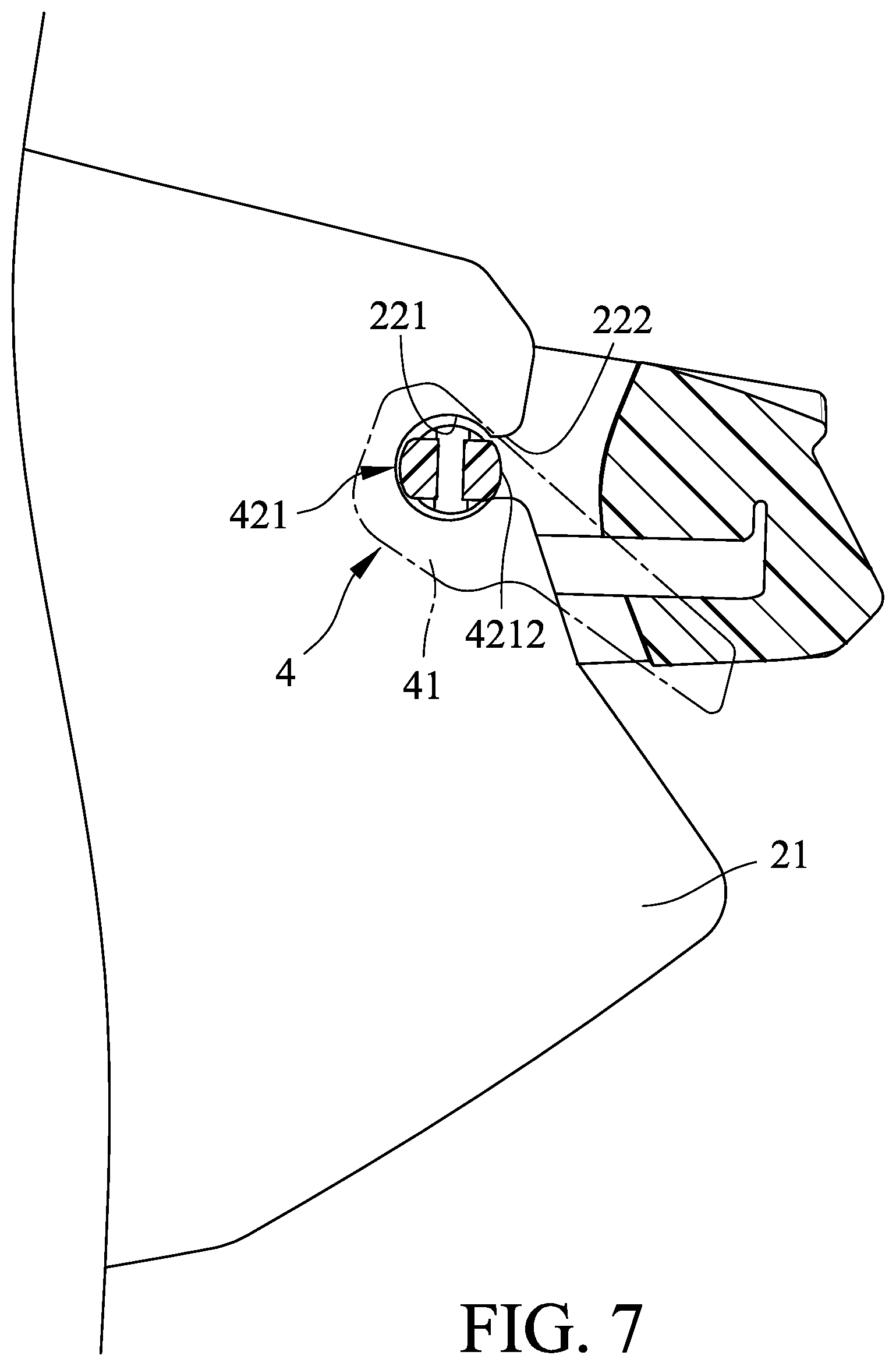 Patent US12619099 Figure 7 – Quick release mechanism for eyeglasses