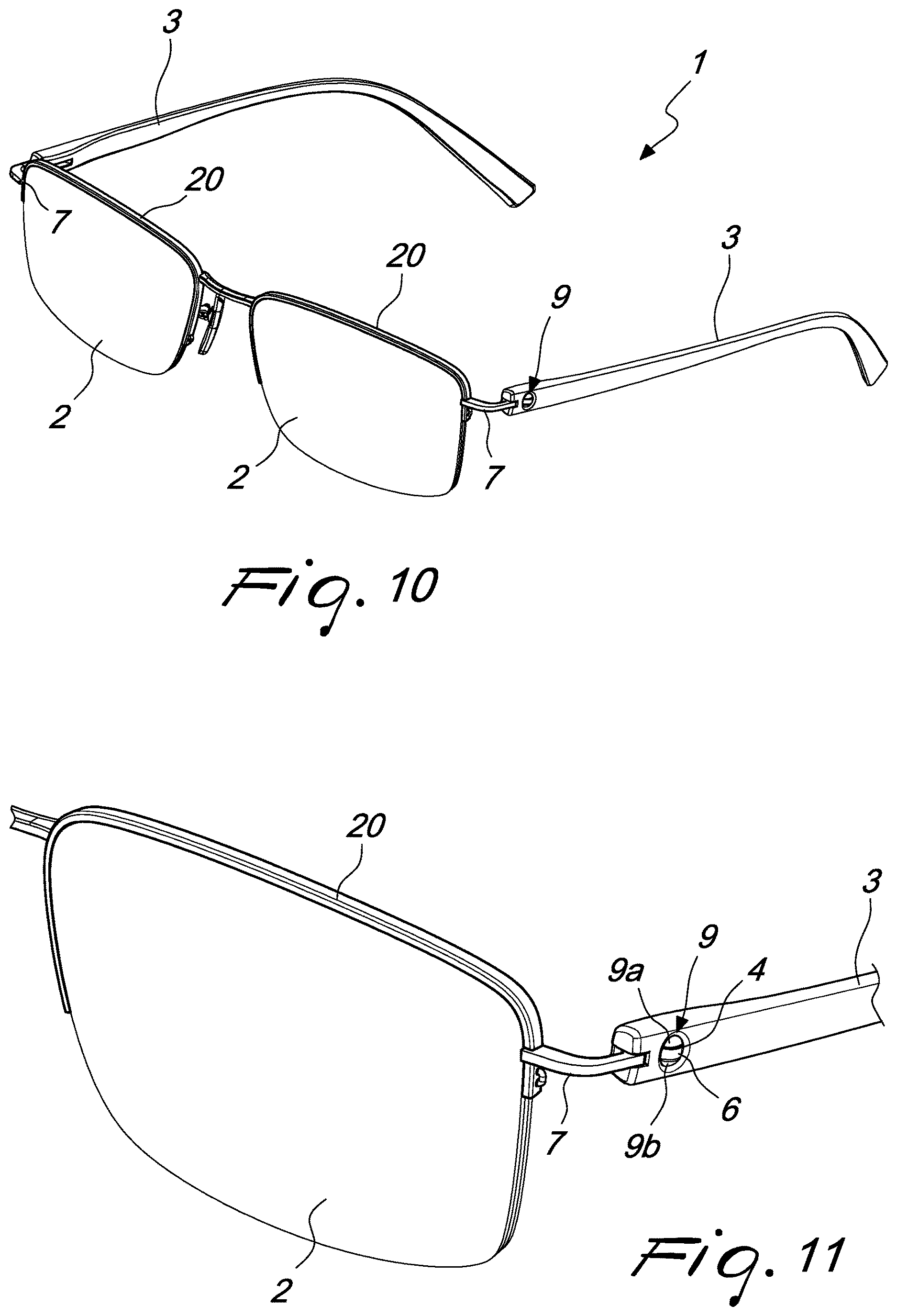 Patent US12619100 Figure 5 – Eyeglasses with simplified hinge