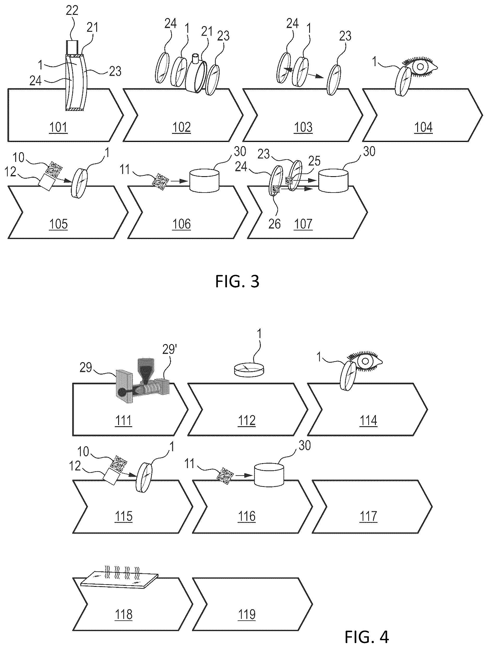 Patent US12619101 Figure 2 – Method for producing a semi-finished spectacle lens and semi-finished spectacle lens