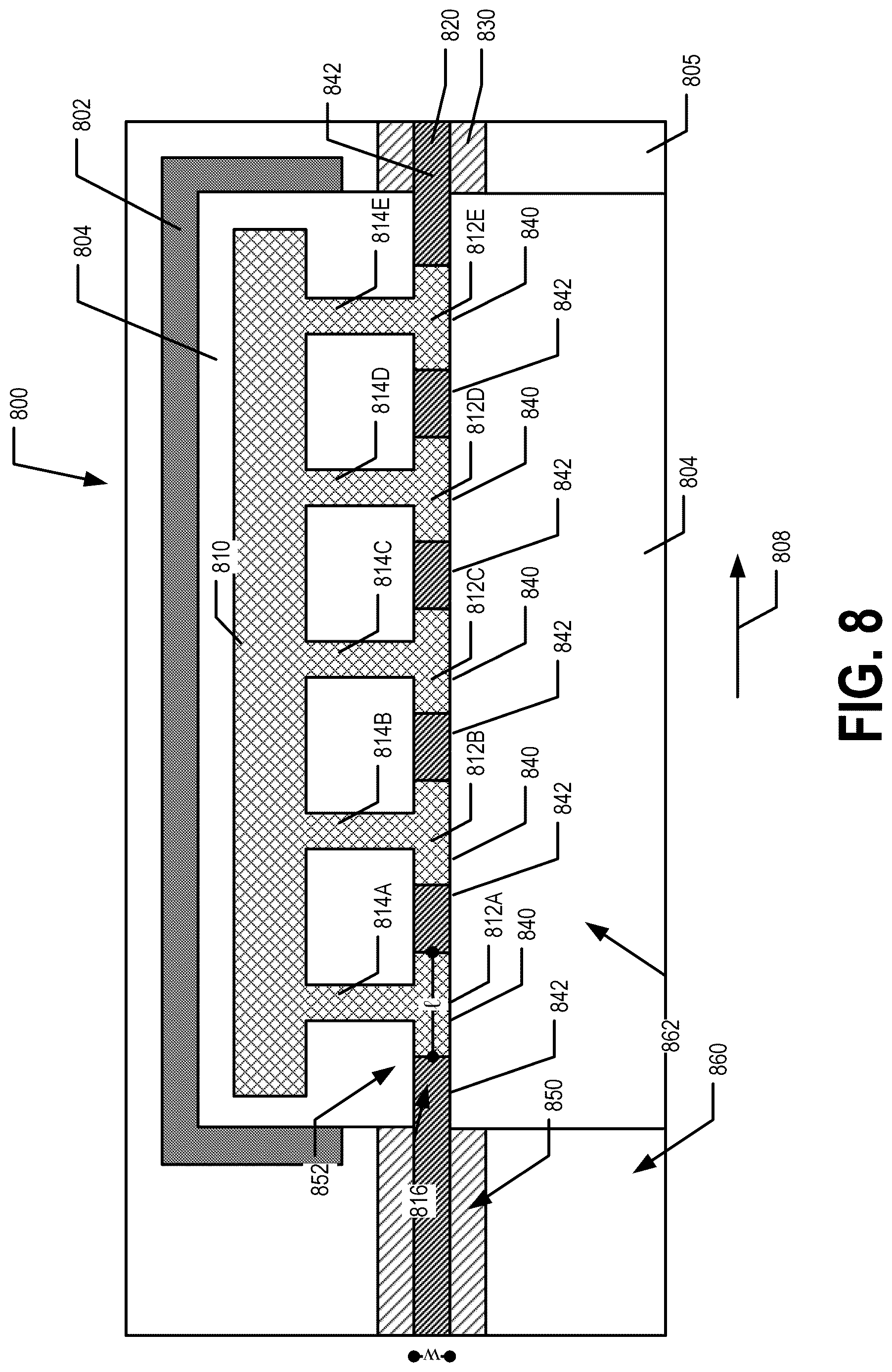 Patent US12619108 Figure 7 – High bandwidth travelling wave electro absorption modulator (EAM) chip