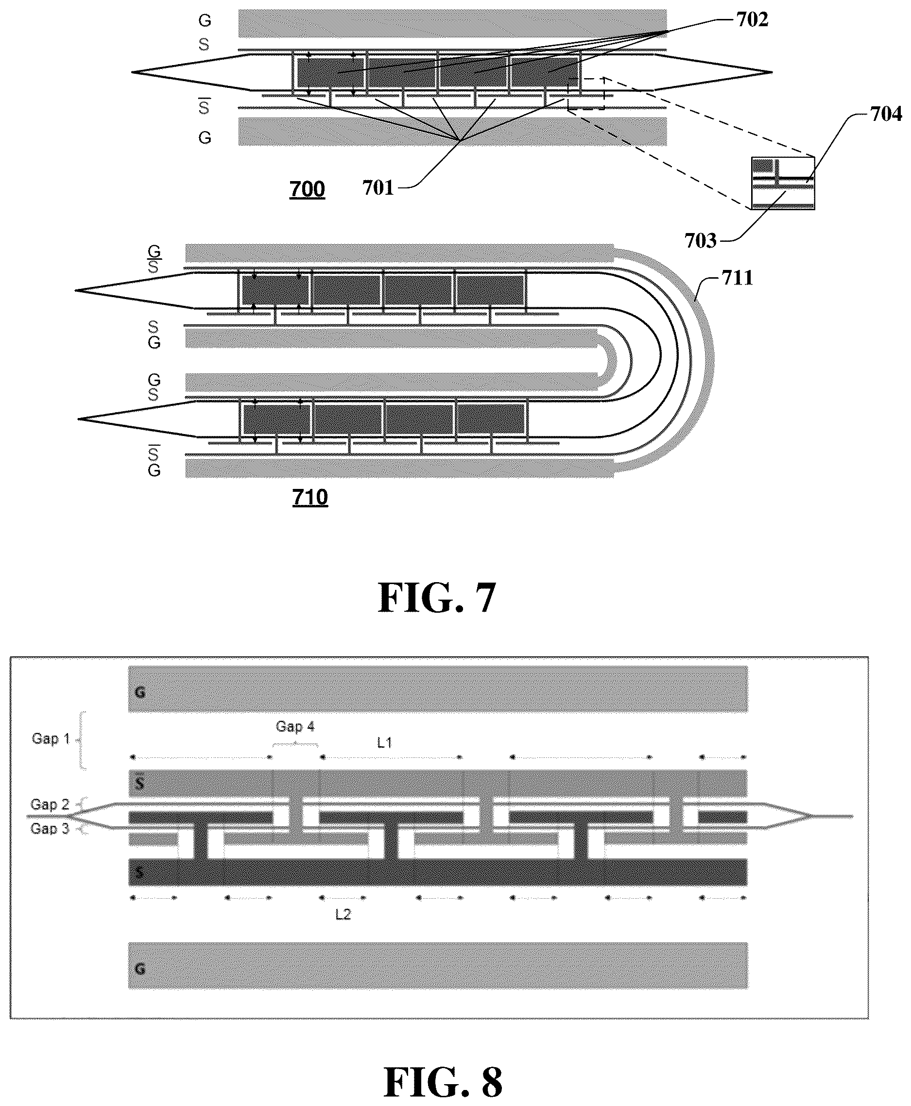 Patent US12619109 Figure 8 – Differential drive modulator structures for a linear electro-optic platform