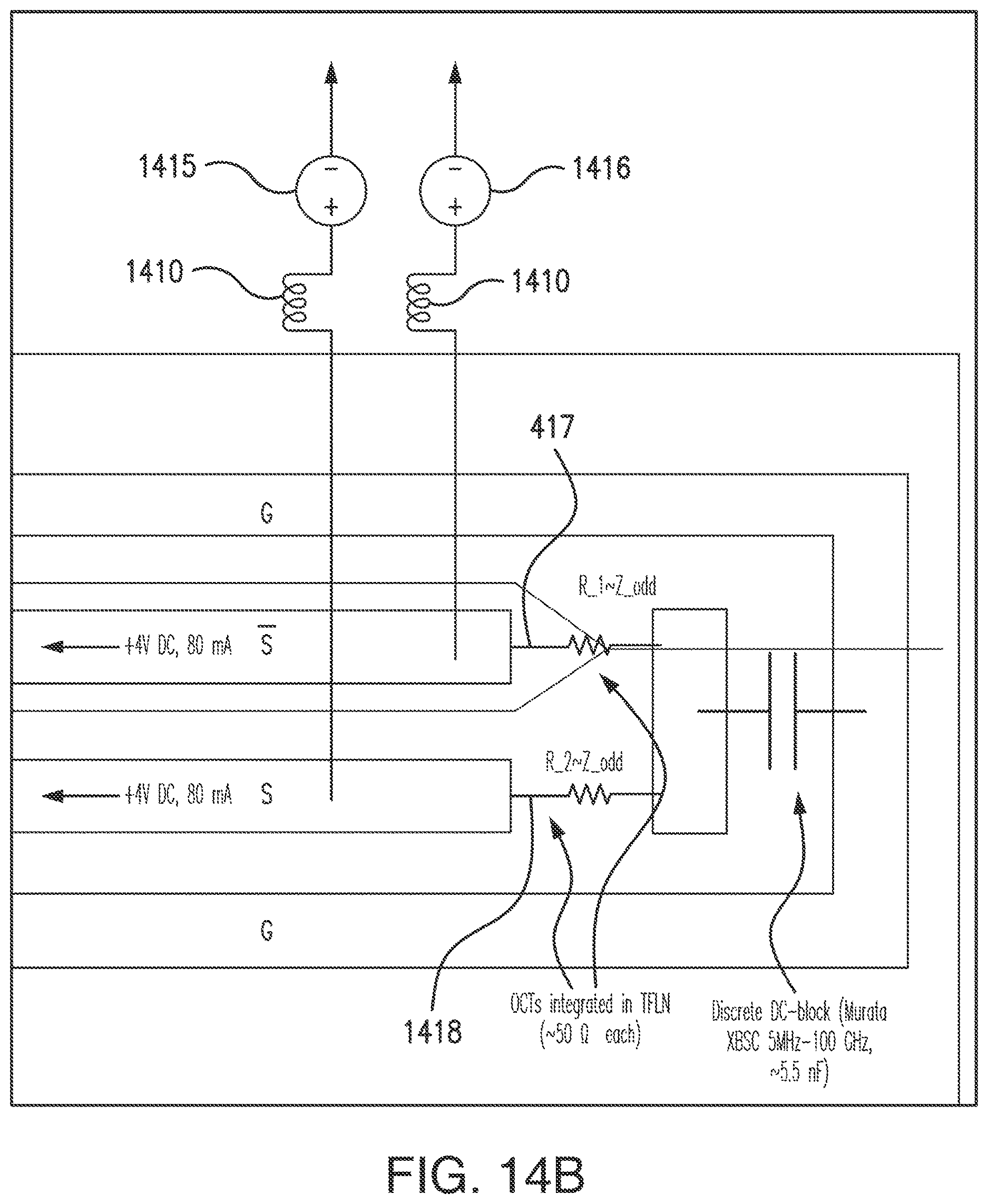Patent US12619109 Figure 14 – Differential drive modulator structures for a linear electro-optic platform