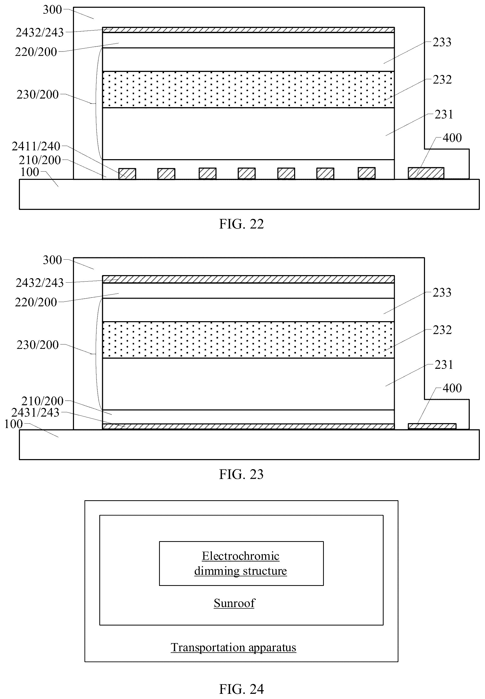 Patent US12619117 Figure 12 – Electrochromic dimming structure and transportation apparatus