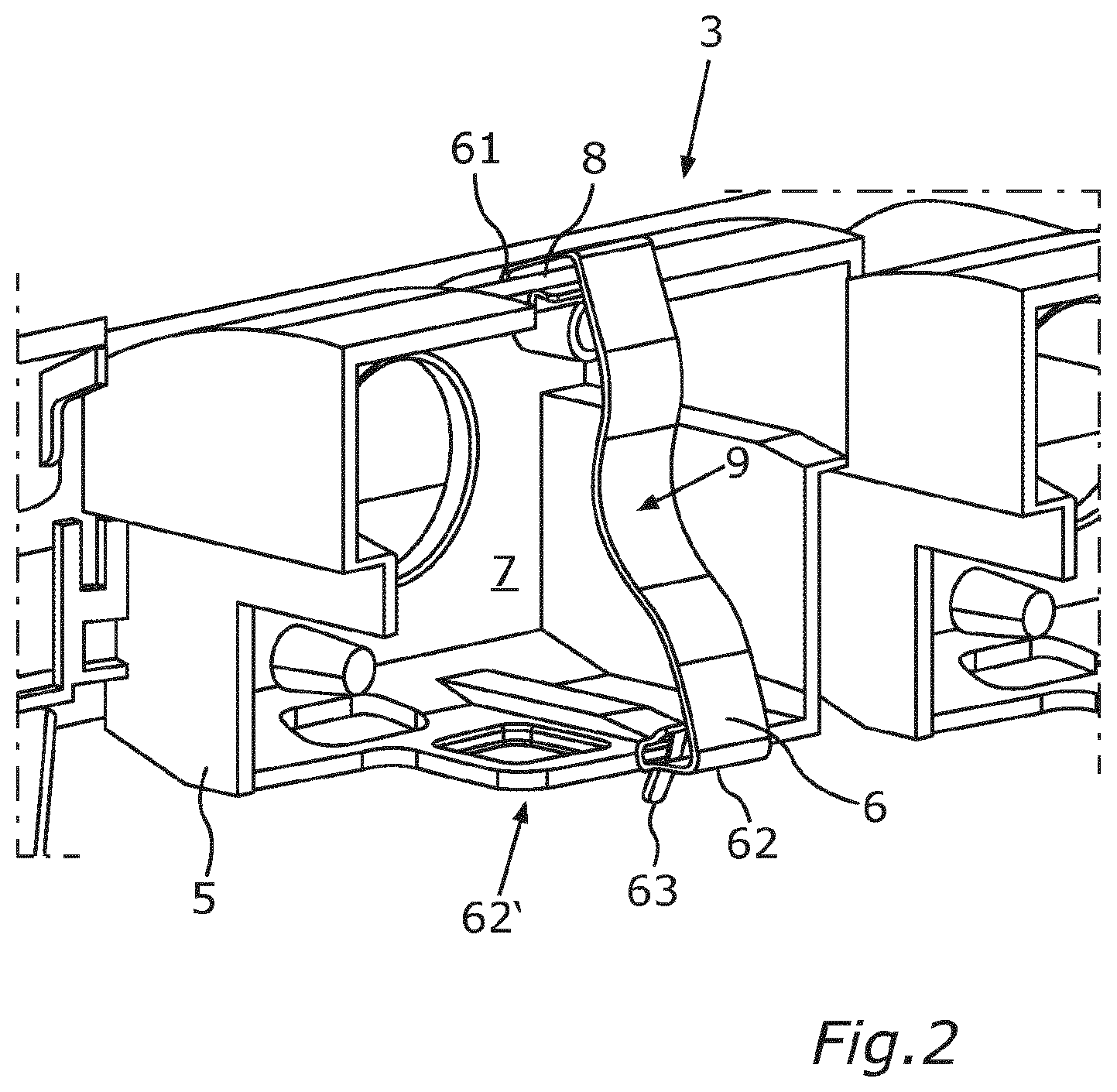 Patent US12619134 Figure 2 – Fastening device for an environmental sensor, and sensor installation system for a vehicle
