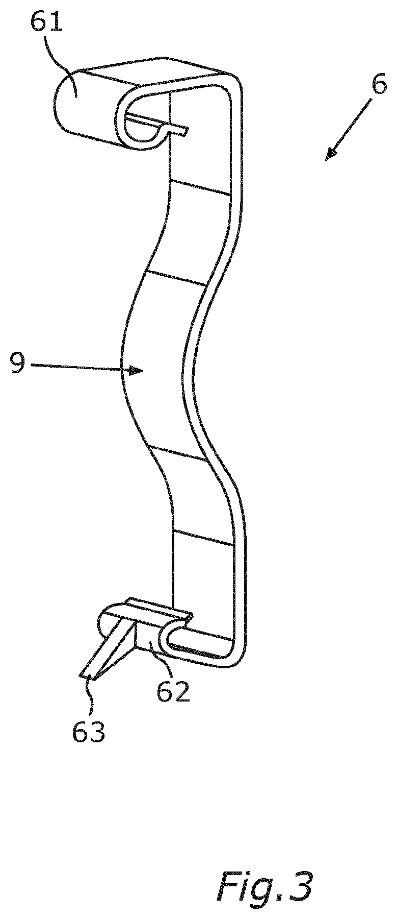 Patent US12619134 Figure 3 – Fastening device for an environmental sensor, and sensor installation system for a vehicle