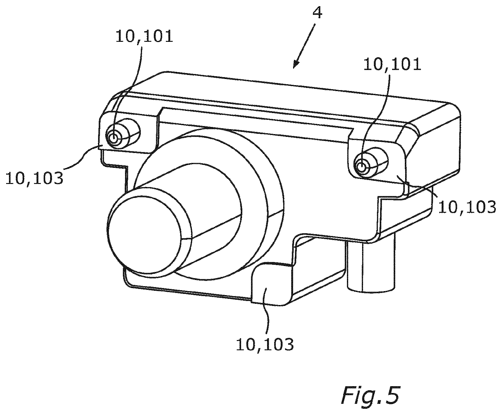 Patent US12619134 Figure 5 – Fastening device for an environmental sensor, and sensor installation system for a vehicle