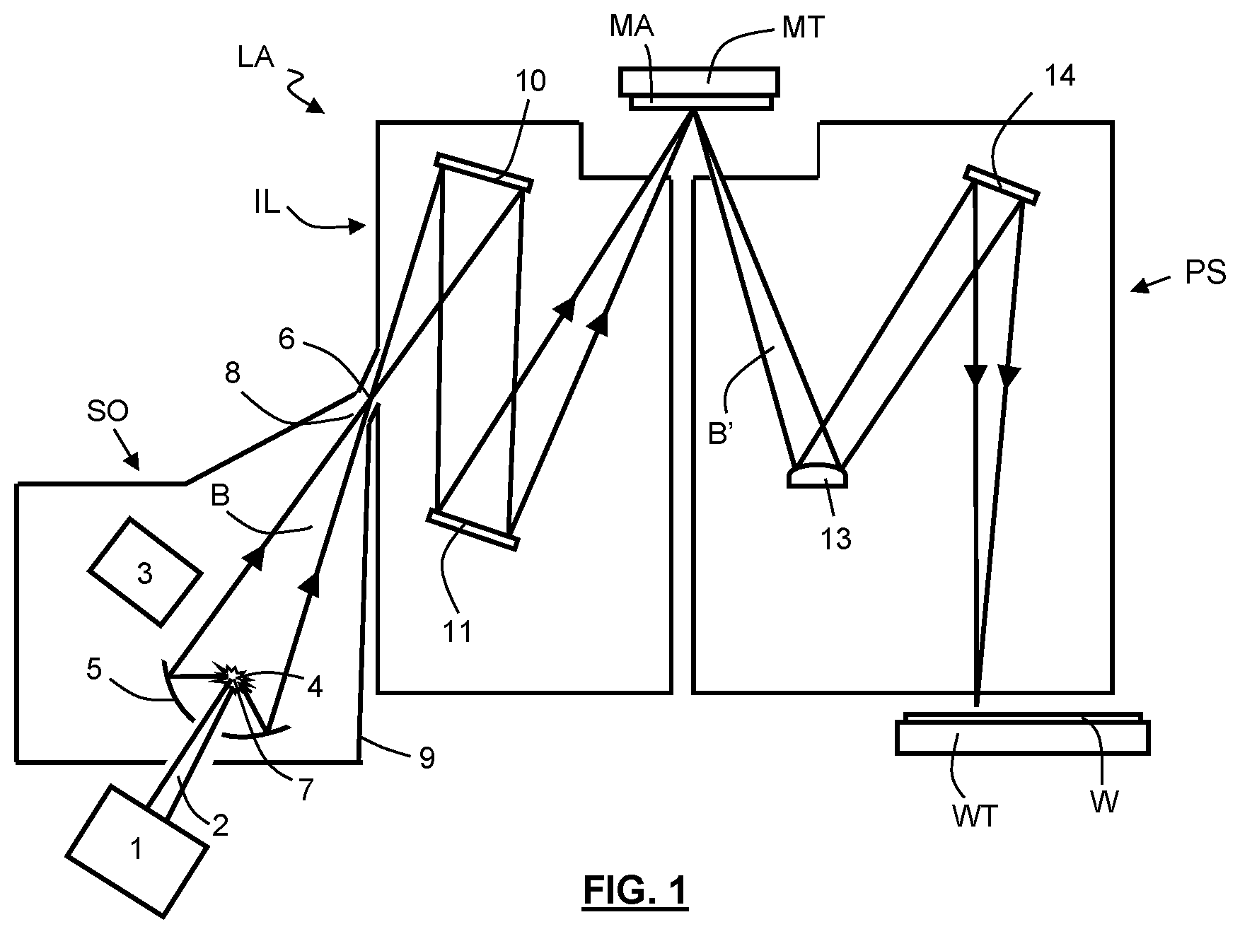 Patent US12619165 Figure 1 – Electrostatic holder, object table and lithographic apparatus