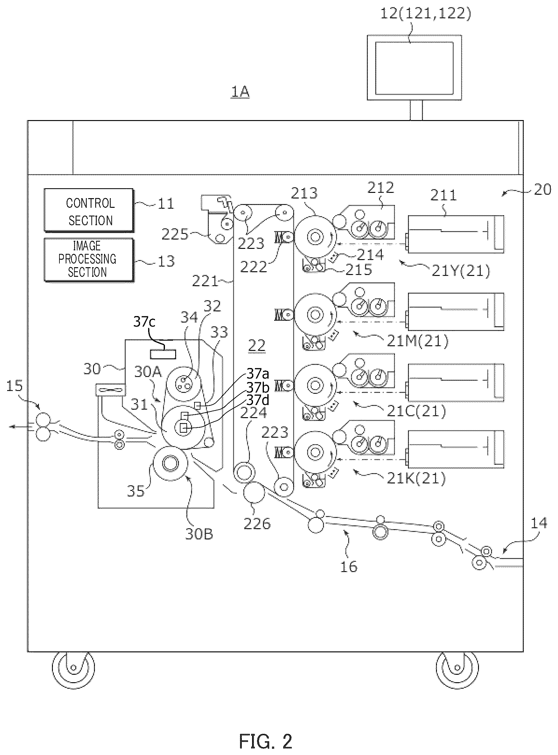Patent US12619183 Figure 2 – Control for conveying a continuous sheet in an image forming apparatus