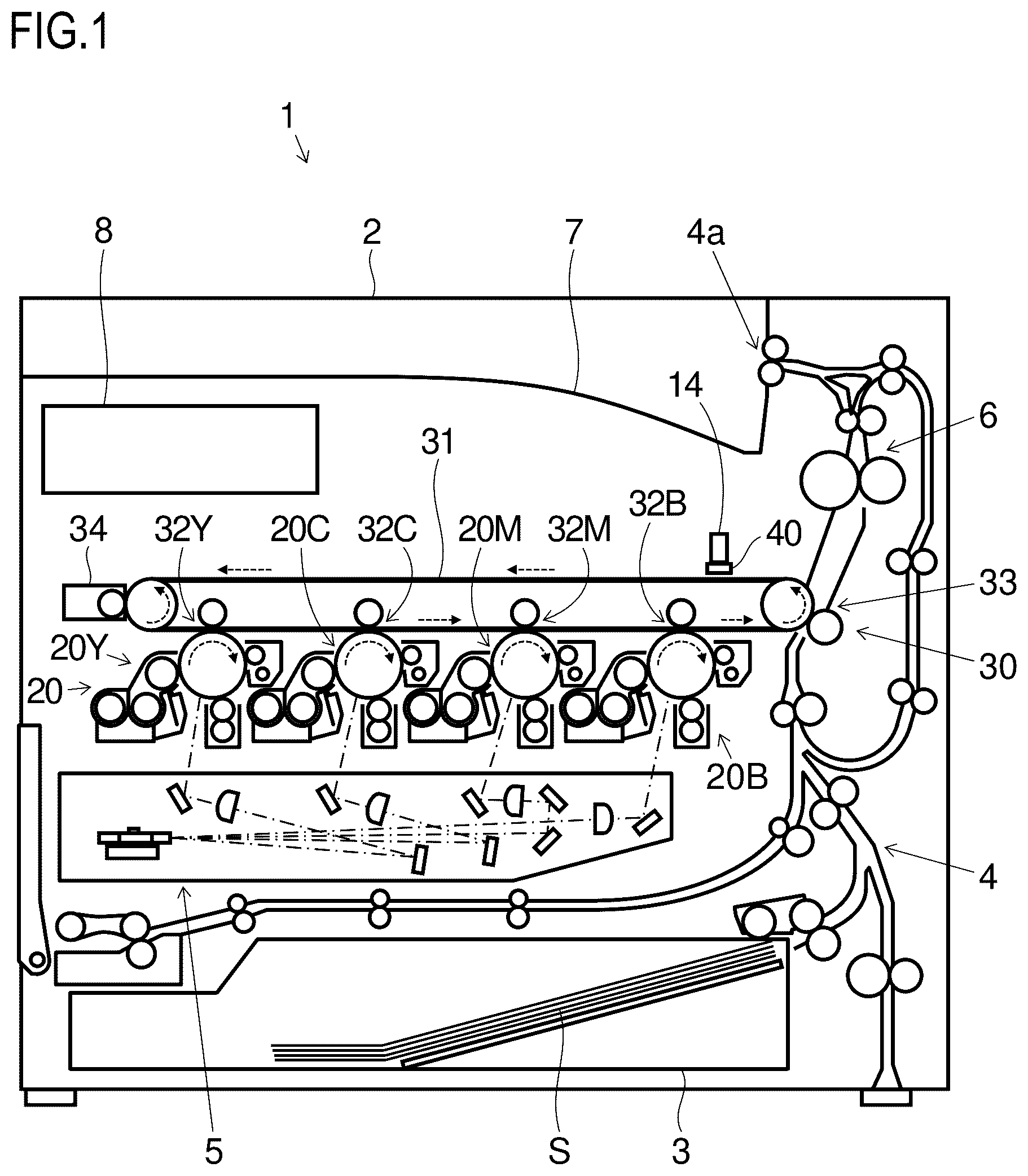 Patent US12619184 — Image forming apparatus including cleaning portion that performs cleaning of sensing surface of sensor for outputting sensing value related to toner density — Figure 1