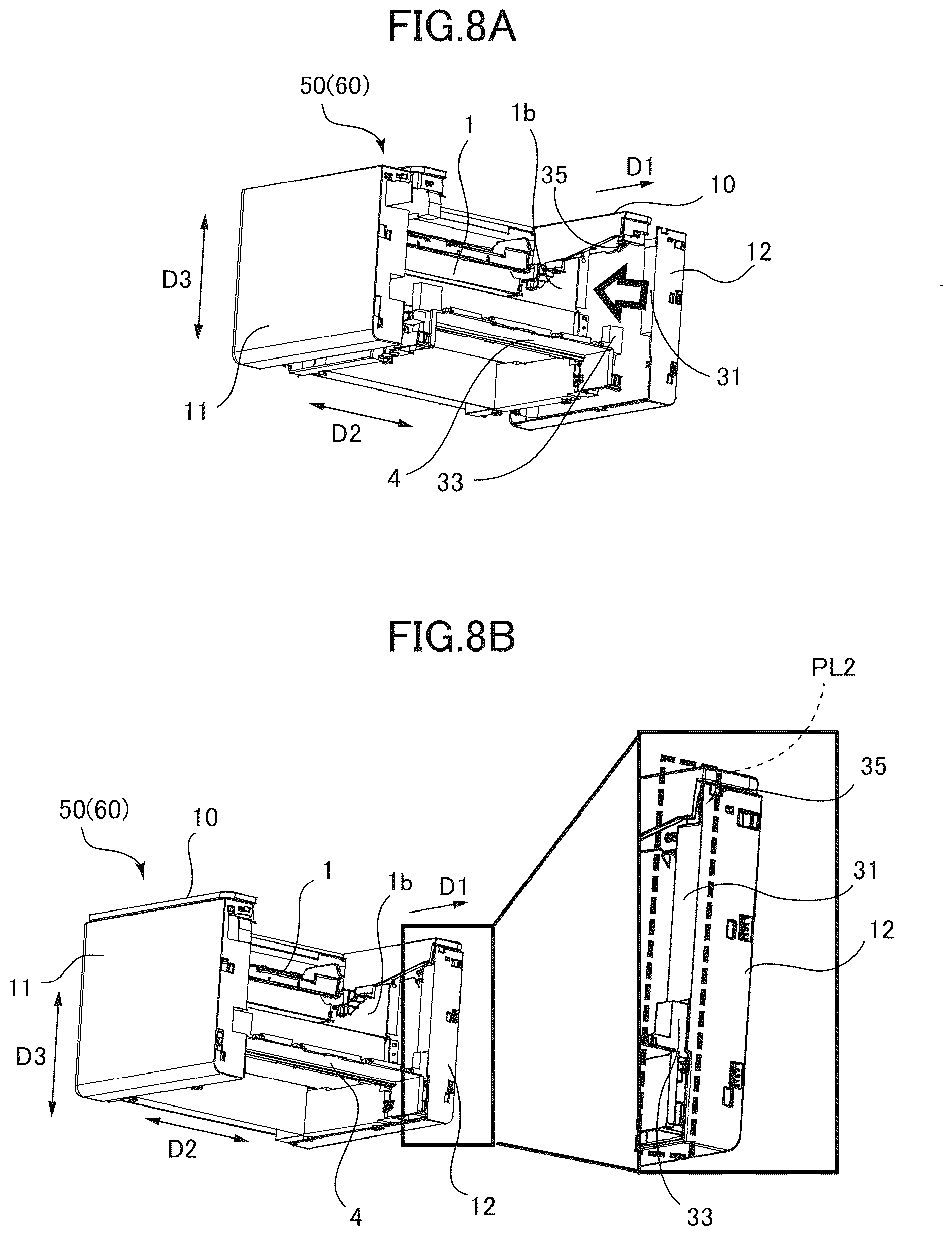 Patent US12619189 Figure 8 – Image forming apparatus with a casing including particularly arranged frames and covers