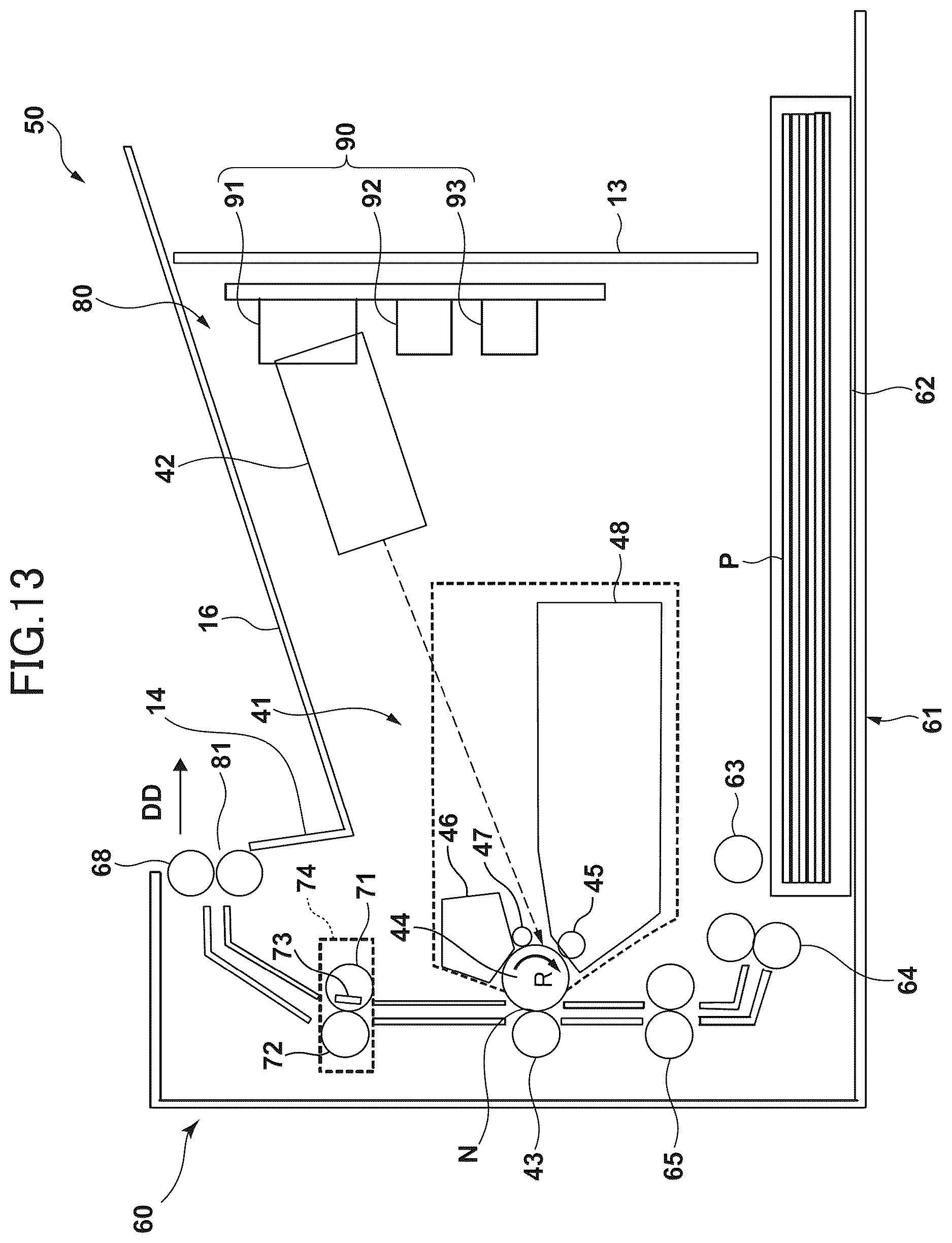 Patent US12619189 Figure 13 – Image forming apparatus with a casing including particularly arranged frames and covers