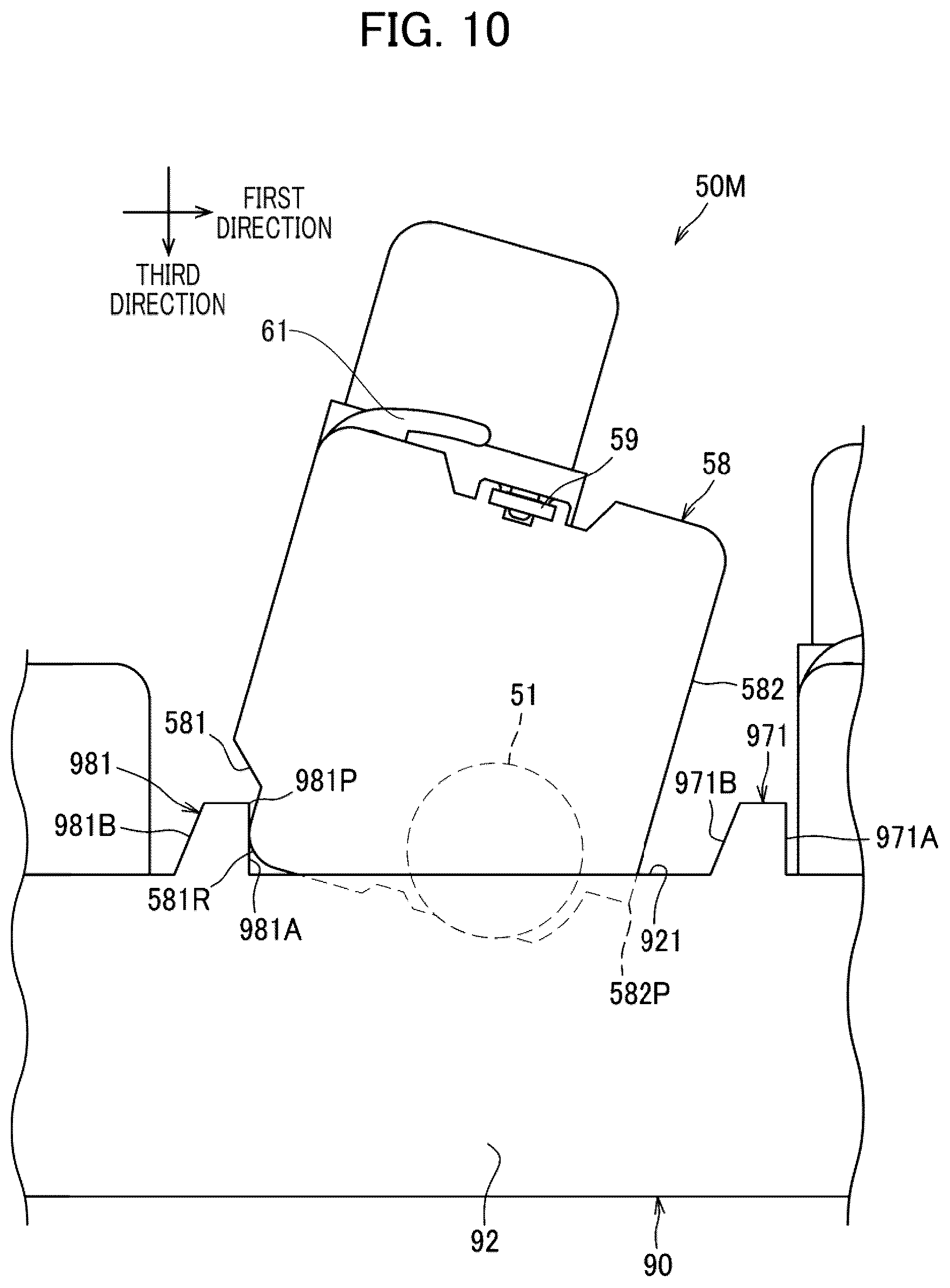 Patent US12619192 Figure 10 – Image forming apparatus including movable drawer having guide surface for guiding attachment of process cartridge
