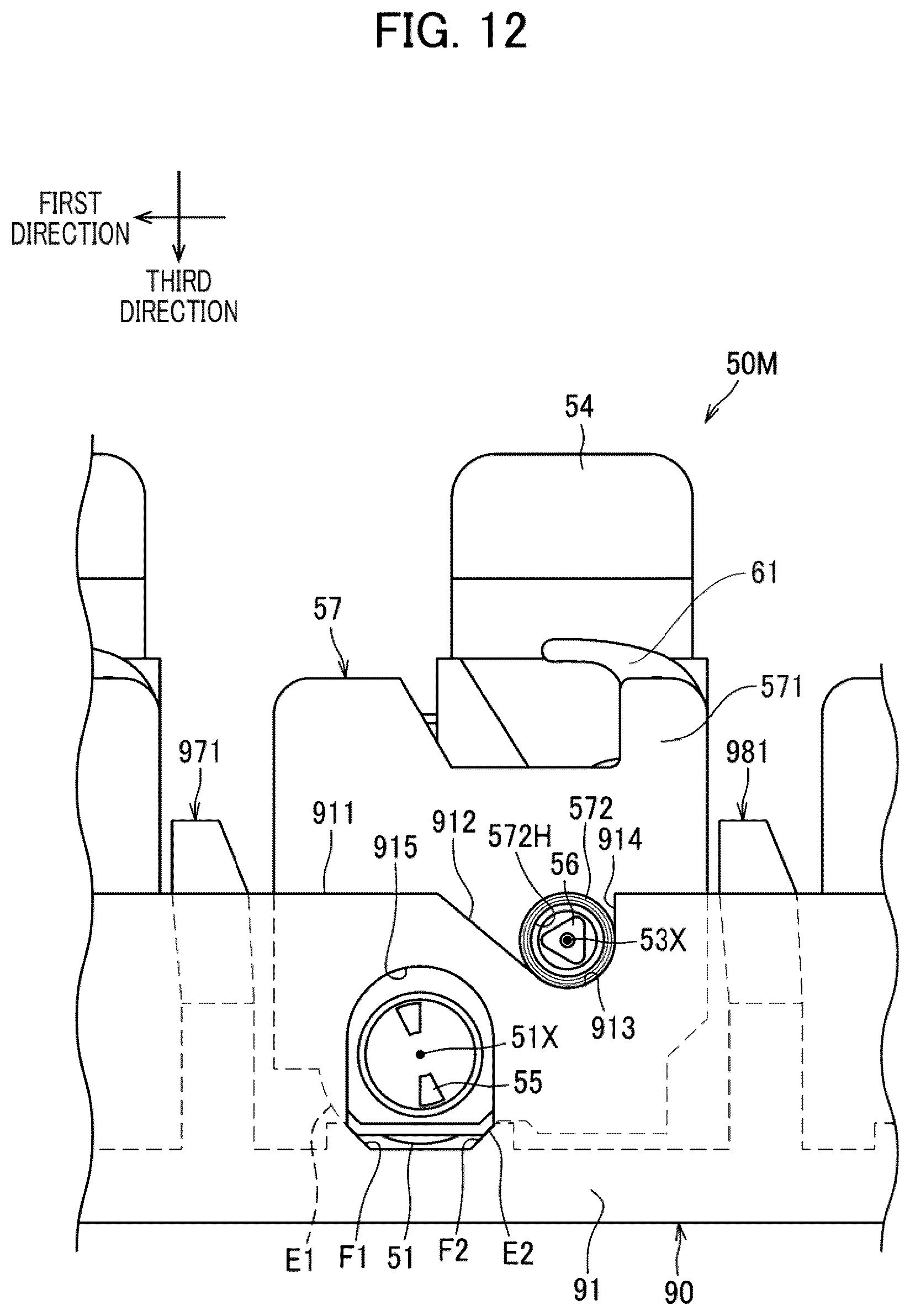 Patent US12619192 Figure 12 – Image forming apparatus including movable drawer having guide surface for guiding attachment of process cartridge