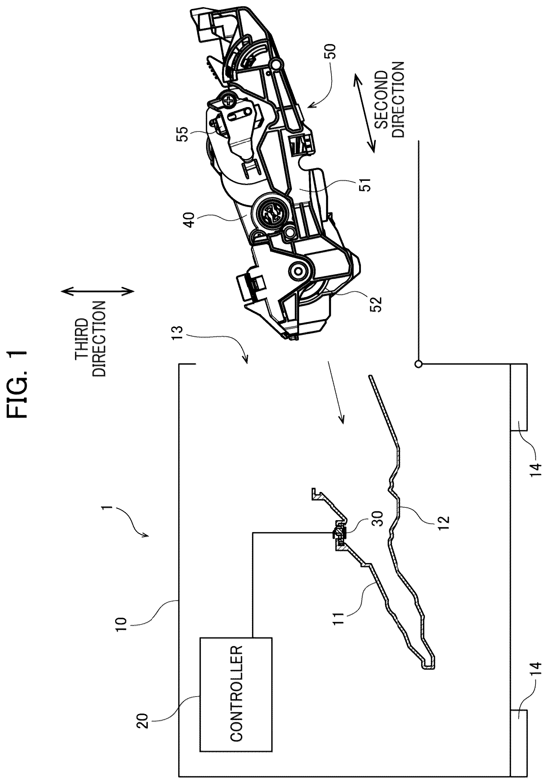 Patent US12619193 — Drum cartridge including movable holder having holder terminal, and relay electrode electrically connectable to holder terminal and memory of developing cartridge attached to drum frame — Figure 1