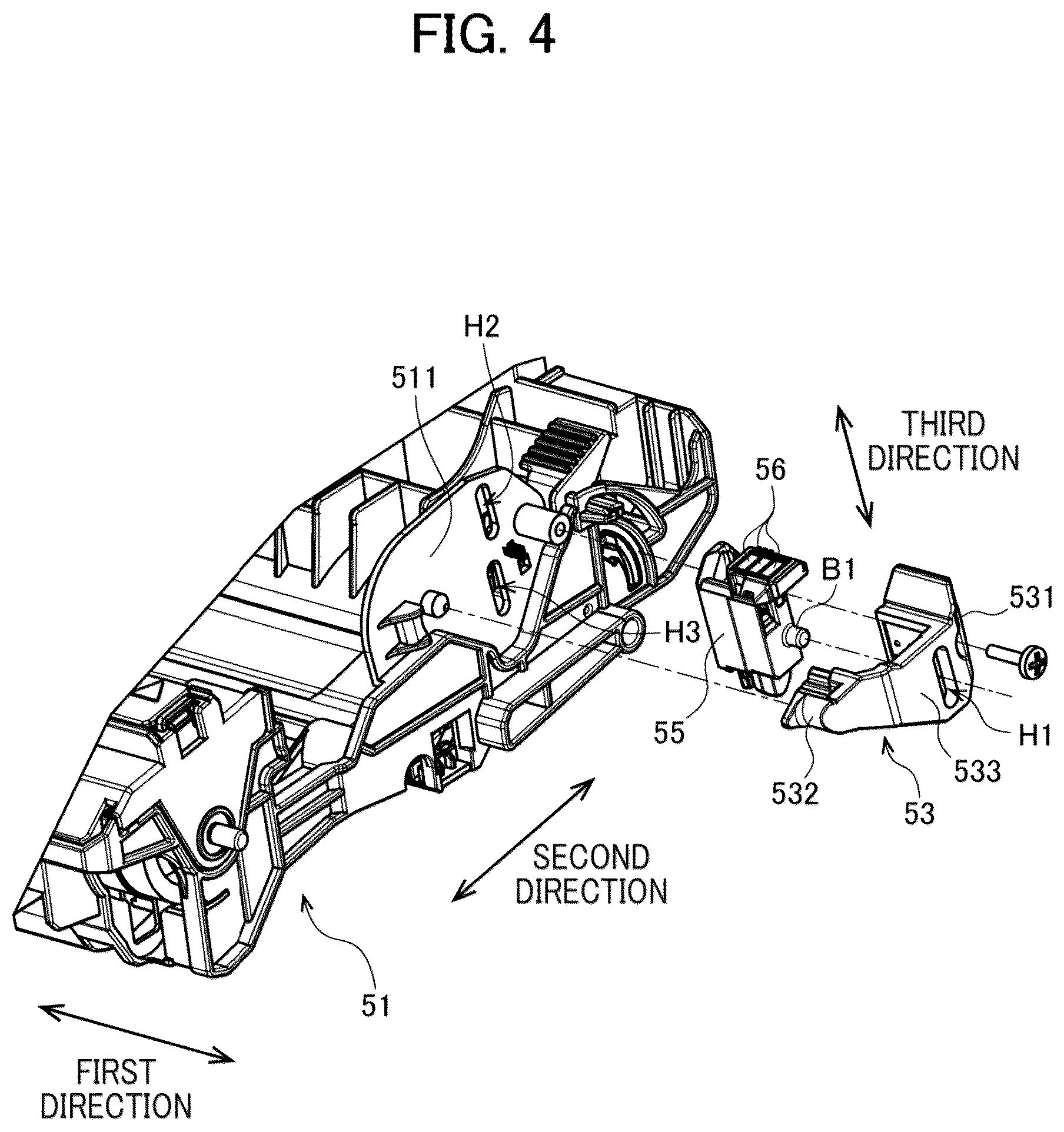 Patent US12619193 Figure 4 – Drum cartridge including movable holder having holder terminal, and relay electrode electrically connectable to holder terminal and memory of developing cartridge attached to drum frame