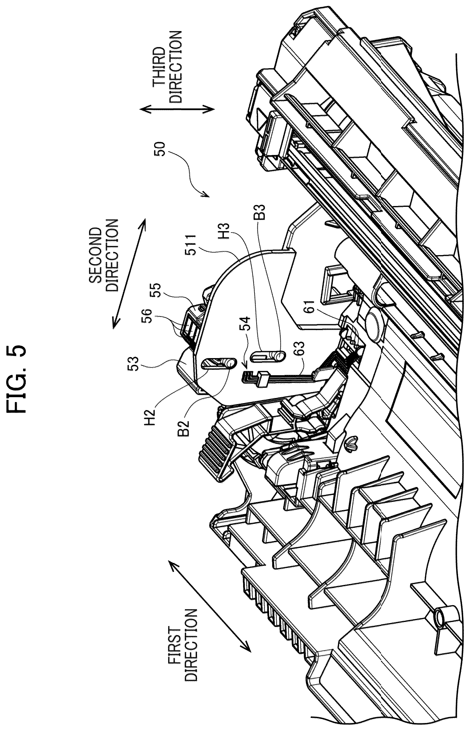 Patent US12619193 Figure 5 – Drum cartridge including movable holder having holder terminal, and relay electrode electrically connectable to holder terminal and memory of developing cartridge attached to drum frame