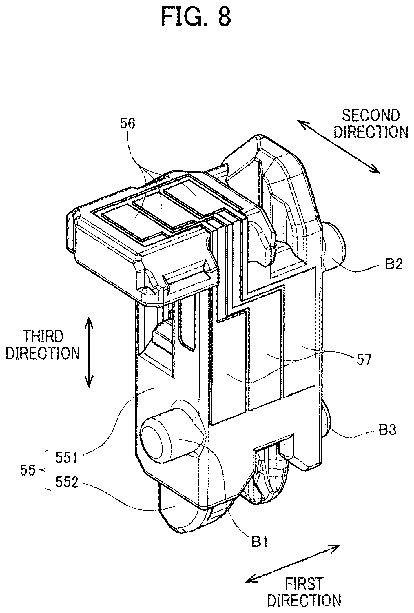 Patent US12619193 Figure 8 – Drum cartridge including movable holder having holder terminal, and relay electrode electrically connectable to holder terminal and memory of developing cartridge attached to drum frame