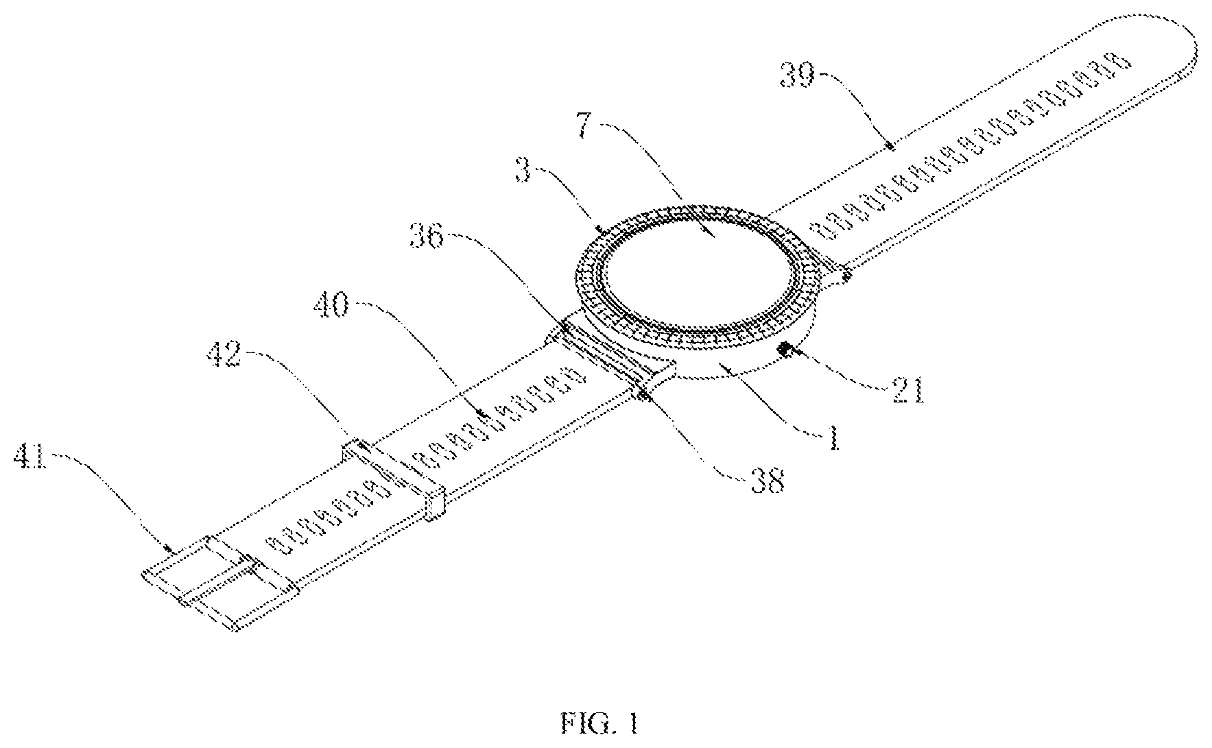 Patent US12619197 Figure 1 – Watch assembly