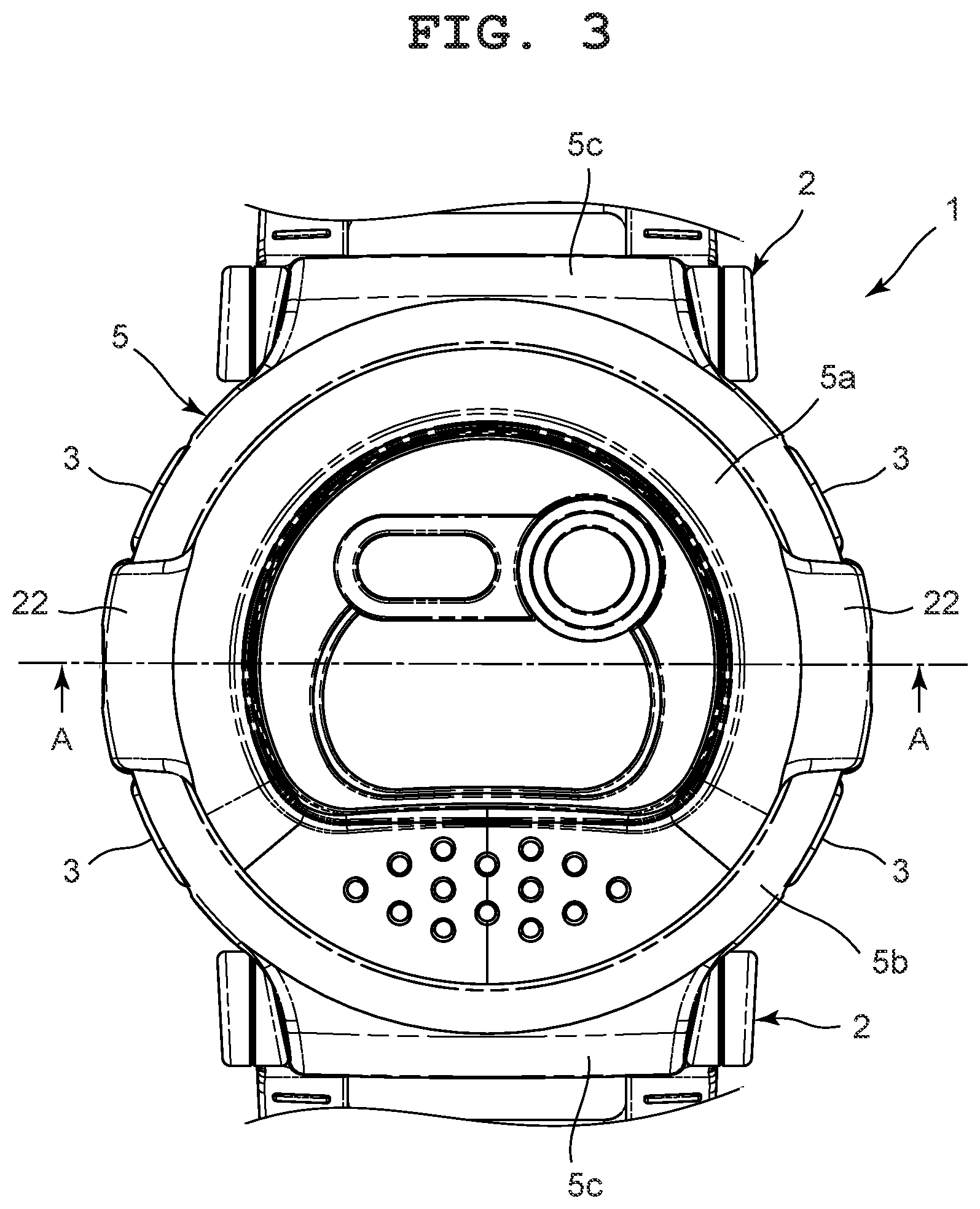 Patent US12619199 Figure 3 – Case and timepiece