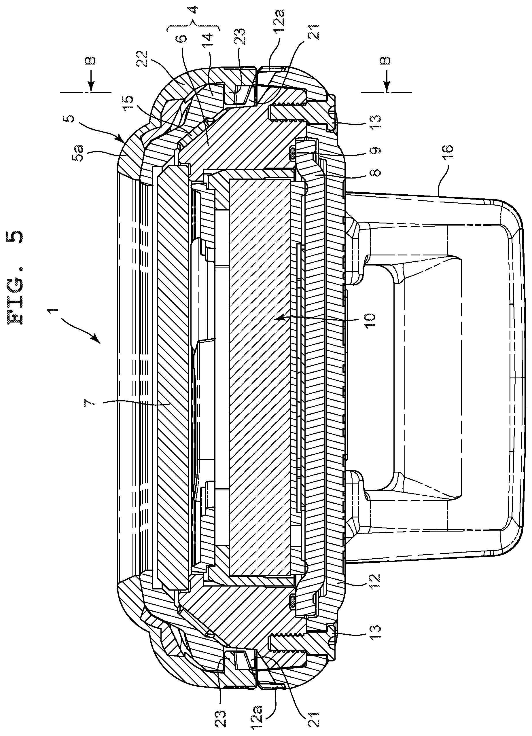 Patent US12619199 Figure 5 – Case and timepiece