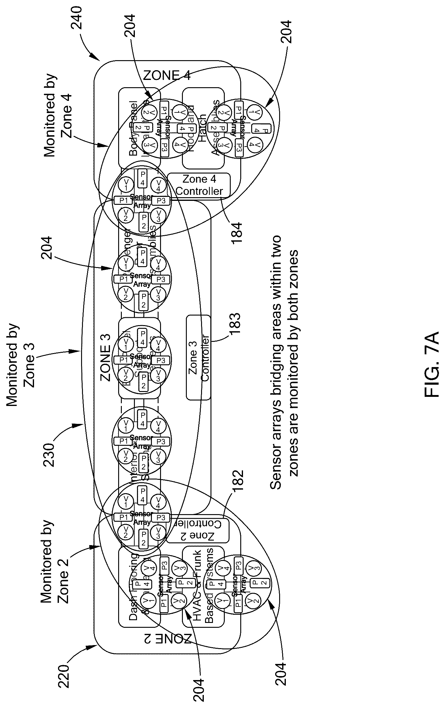 Patent US12619242 Figure 7 – Facility sensory system for monitoring, guiding, and protecting flexible modular platforms moving through an assembly line